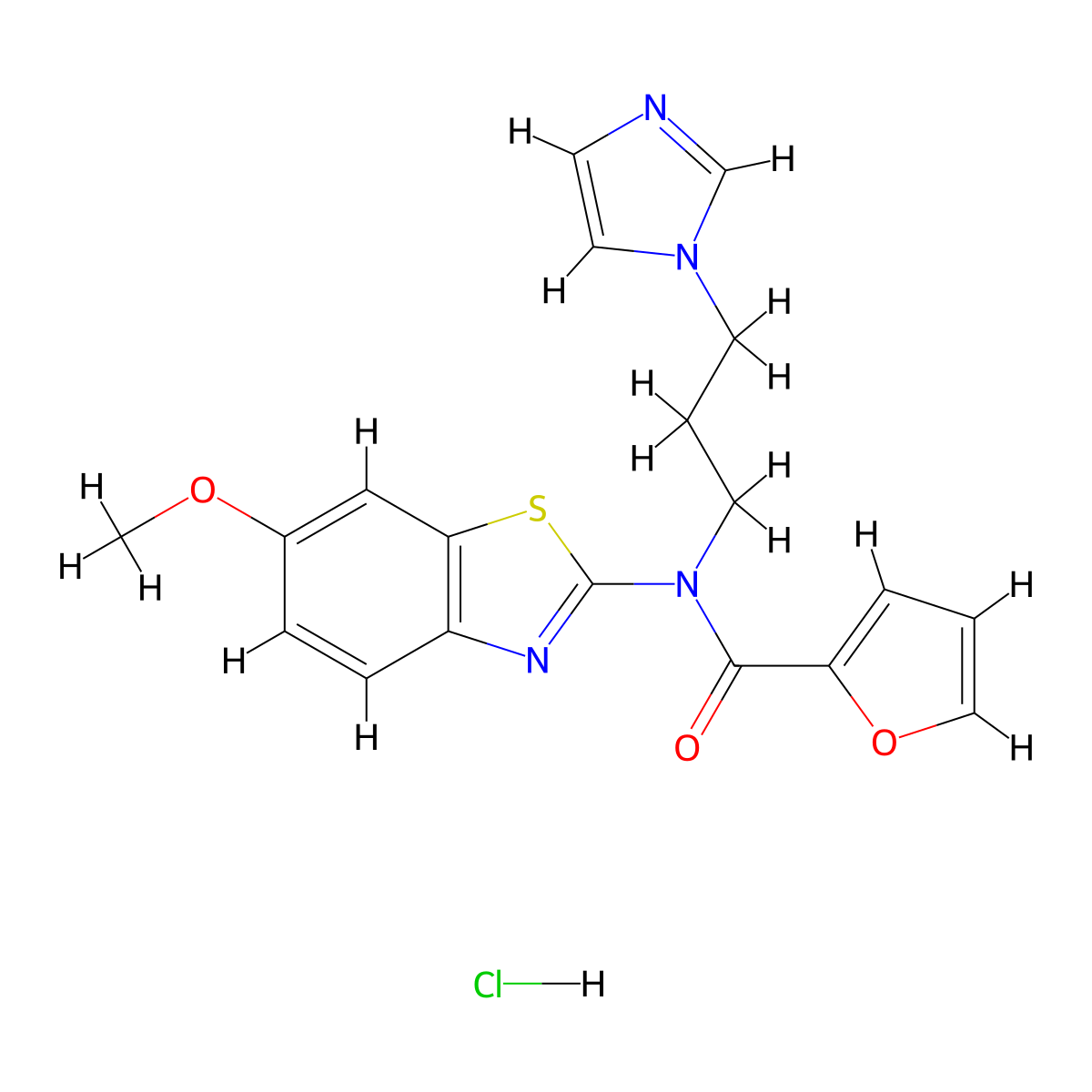 N-(3-(1H-imidazol-1-yl)propyl)-N-(6-methoxybenzo[d]thiazol-2-yl)furan-2-carboxamide hydrochloride molecular structure, CAS 1215408-44-8