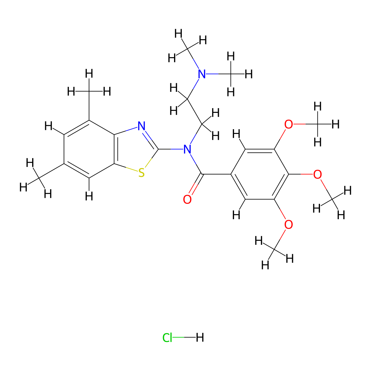 N-(2-(dimethylamino)ethyl)-N-(4,6-dimethylbenzo[d]thiazol-2-yl)-3,4,5-trimethoxybenzamide hydrochloride molecular structure, CAS 1215409-12-3