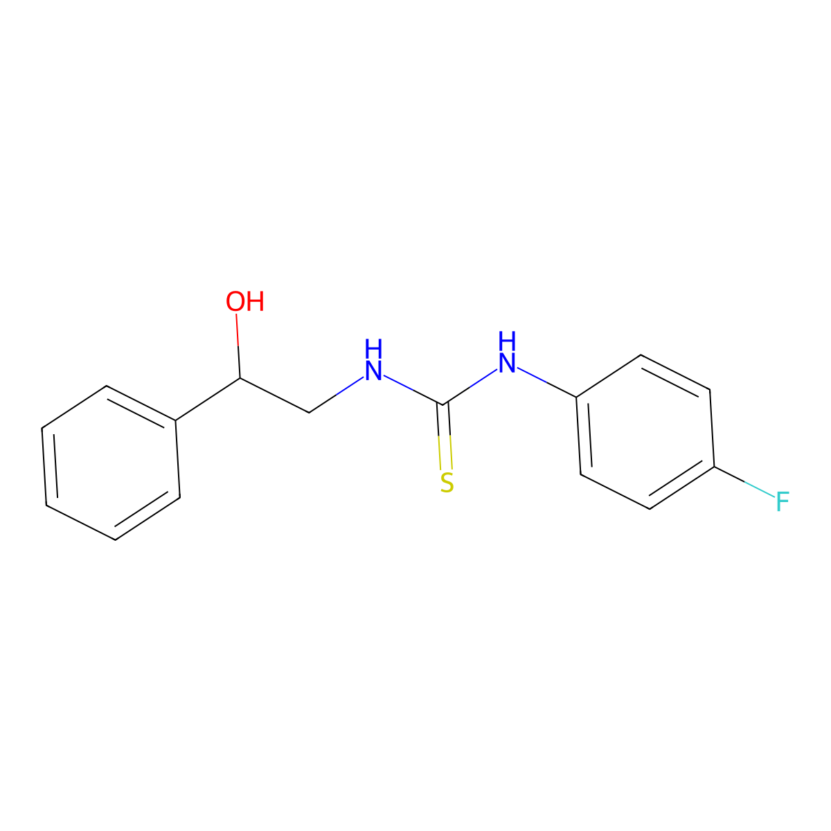 Thiourea, N-(4-fluorophenyl)-N'-(2-hydroxy-2-phenylethyl)- molecular structure, CAS 121541-06-8