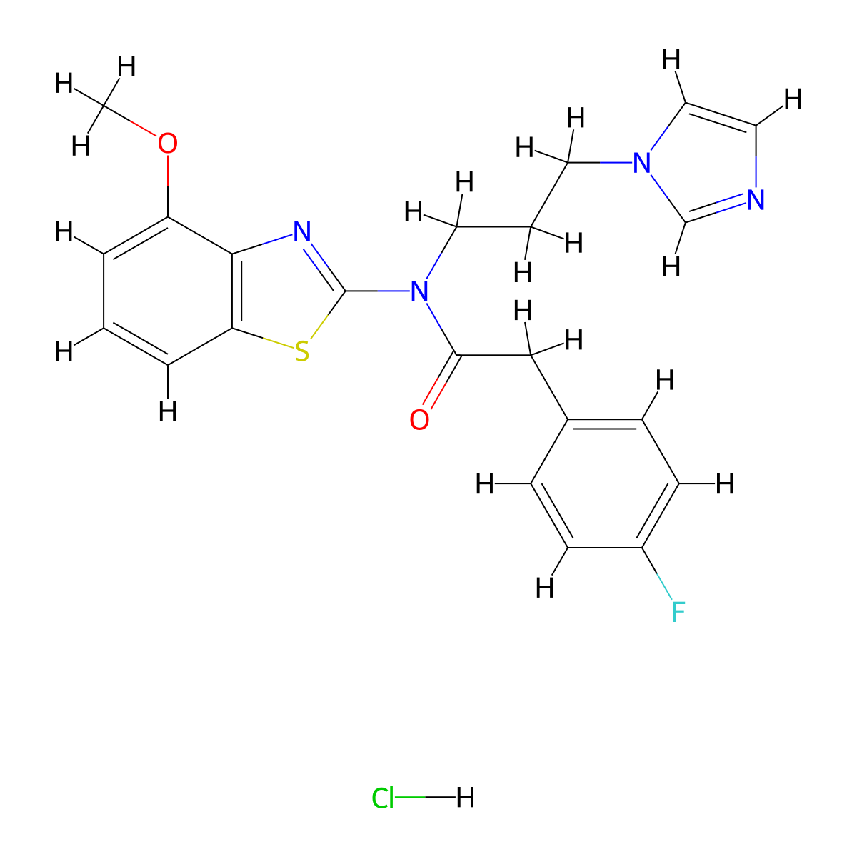 N-(3-(1H-imidazol-1-yl)propyl)-2-(4-fluorophenyl)-N-(4-methoxybenzo[d]thiazol-2-yl)acetamide hydrochloride molecular structure, CAS 1215411-05-4