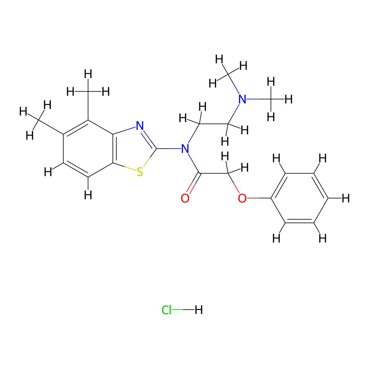N-(2-(dimethylamino)ethyl)-N-(4,5-dimethylbenzo[d]thiazol-2-yl)-2-phenoxyacetamide hydrochloride molecular structure, CAS 1215412-47-7