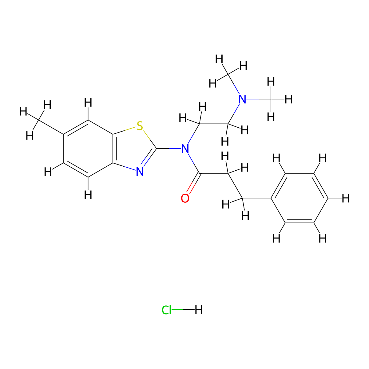 N-(2-(dimethylamino)ethyl)-N-(6-methylbenzo[d]thiazol-2-yl)-3-phenylpropanamide hydrochloride molecular structure, CAS 1215412-61-5