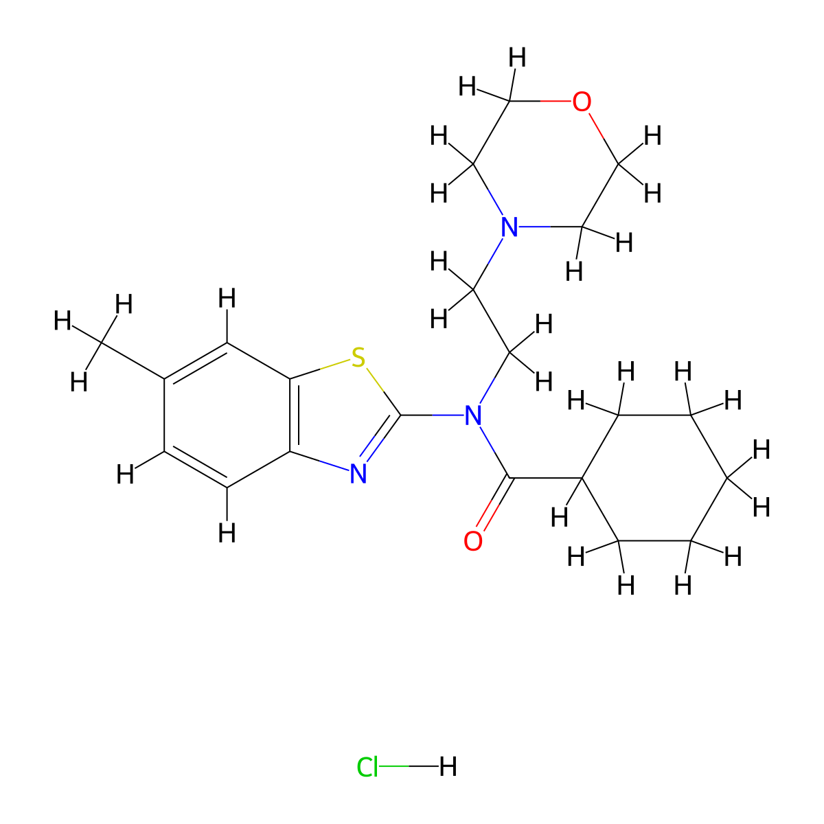 N-(6-methylbenzo[d]thiazol-2-yl)-N-(2-morpholinoethyl)cyclohexanecarboxamide hydrochloride molecular structure, CAS 1215412-94-4