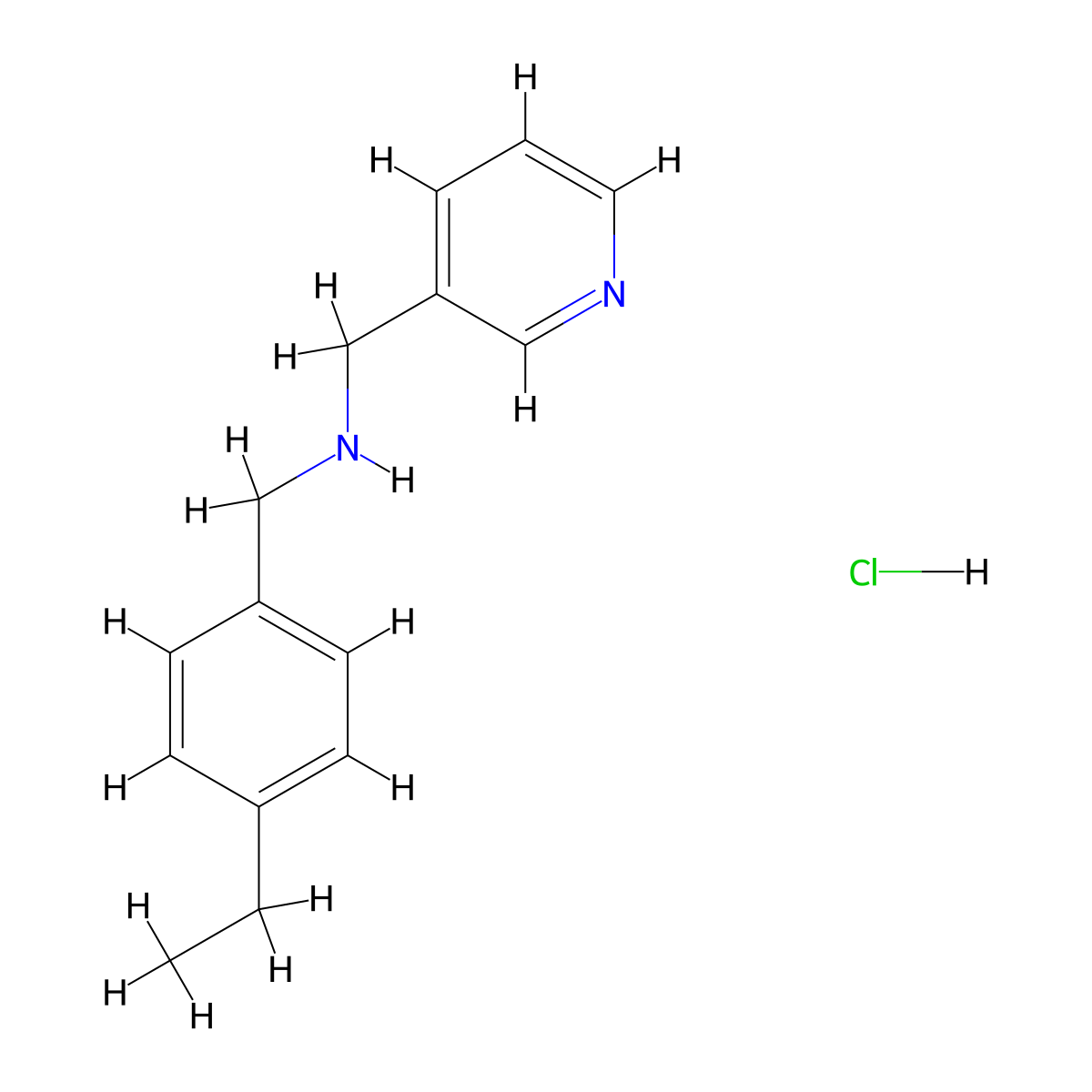 [(4-Ethylphenyl)methyl][(pyridin-3-yl)methyl]amine hydrochloride molecular structure, CAS 1215416-22-0