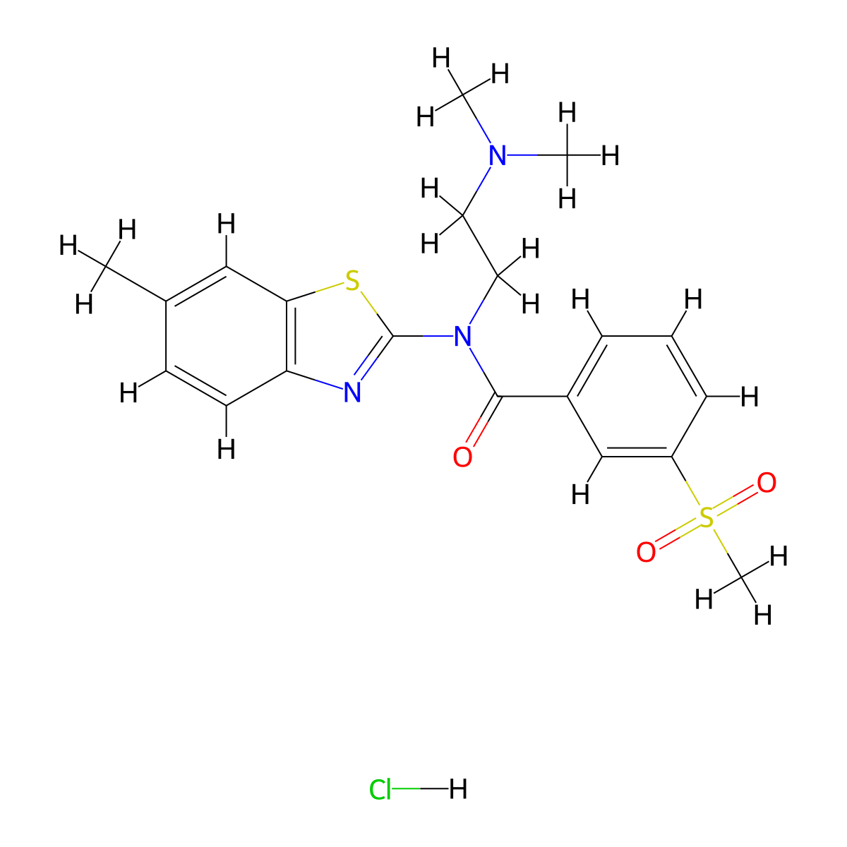 N-(2-(dimethylamino)ethyl)-N-(6-methylbenzo[d]thiazol-2-yl)-3-(methylsulfonyl)benzamide hydrochloride molecular structure, CAS 1215417-40-5