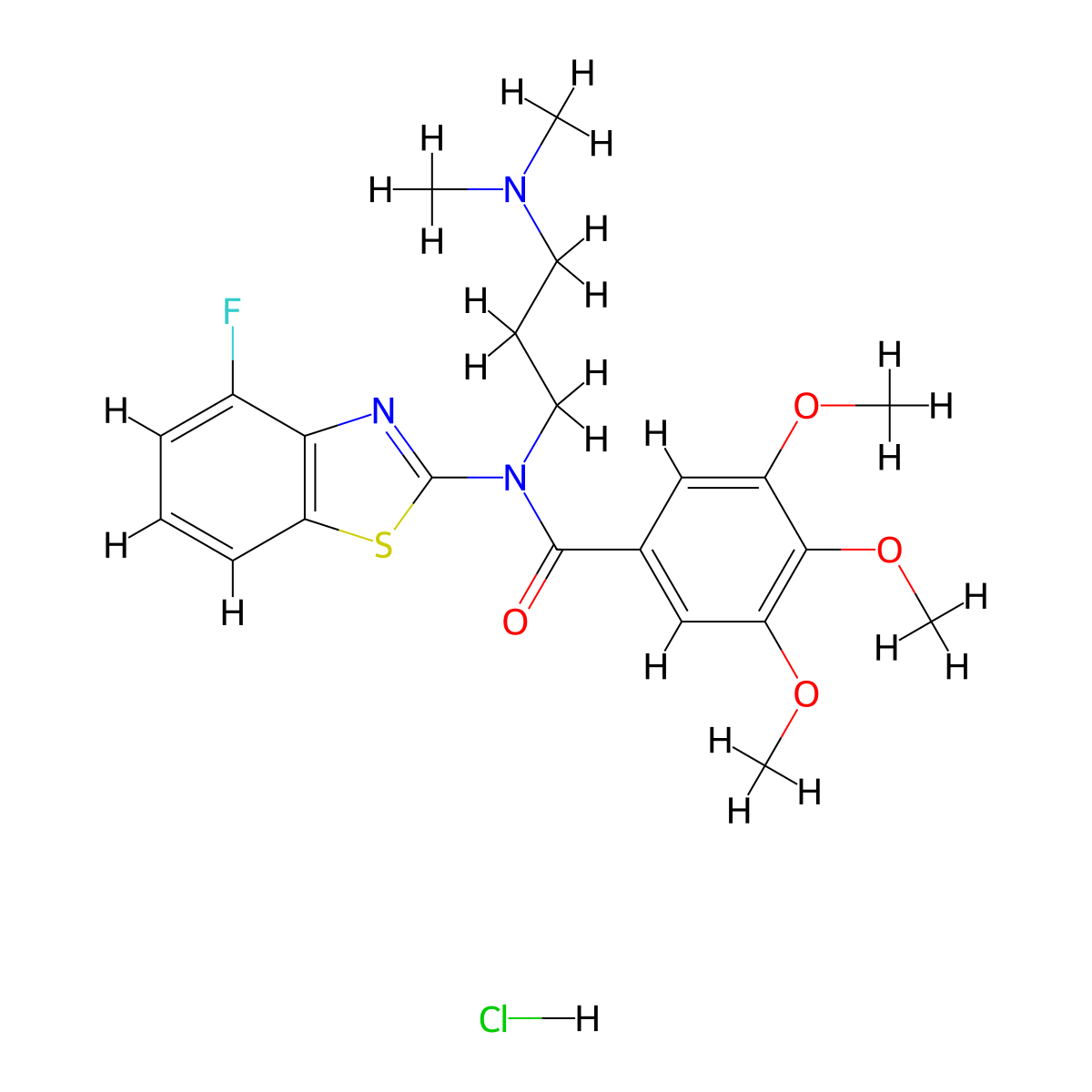N-(3-(dimethylamino)propyl)-N-(4-fluorobenzo[d]thiazol-2-yl)-3,4,5-trimethoxybenzamide hydrochloride molecular structure, CAS 1215417-83-6