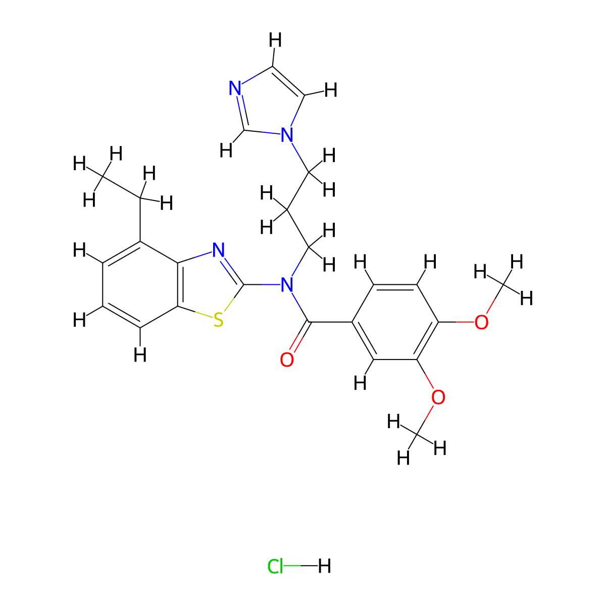 N-(3-(1H-imidazol-1-yl)propyl)-N-(4-ethylbenzo[d]thiazol-2-yl)-3,4-dimethoxybenzamide hydrochloride molecular structure, CAS 1215418-56-6