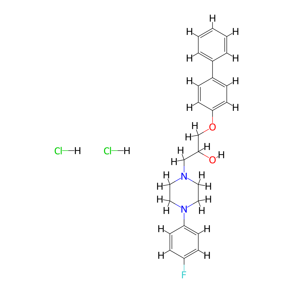 1-{[1,1'-Biphenyl]-4-yloxy}-3-[4-(4-fluorophenyl)piperazin-1-YL]propan-2-OL dihydrochloride molecular structure, CAS 1215418-60-2