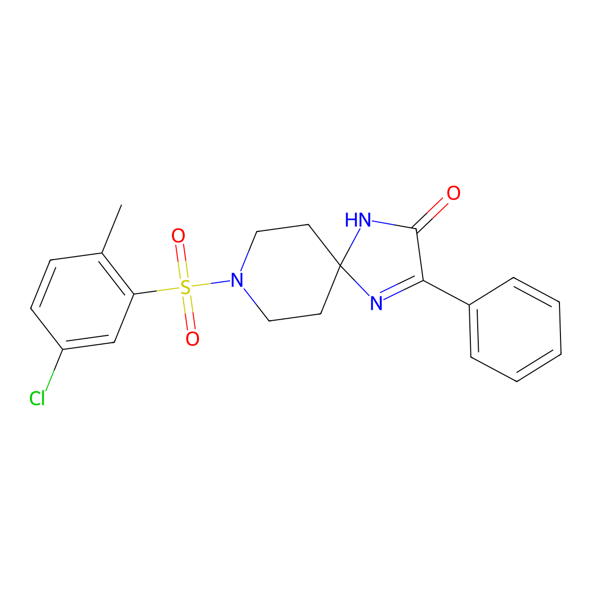 8-((5-Chloro-2-methylphenyl)sulfonyl)-3-phenyl-1,4,8-triazaspiro[4.5]dec-3-en-2-one molecular structure, CAS 1215419-68-3