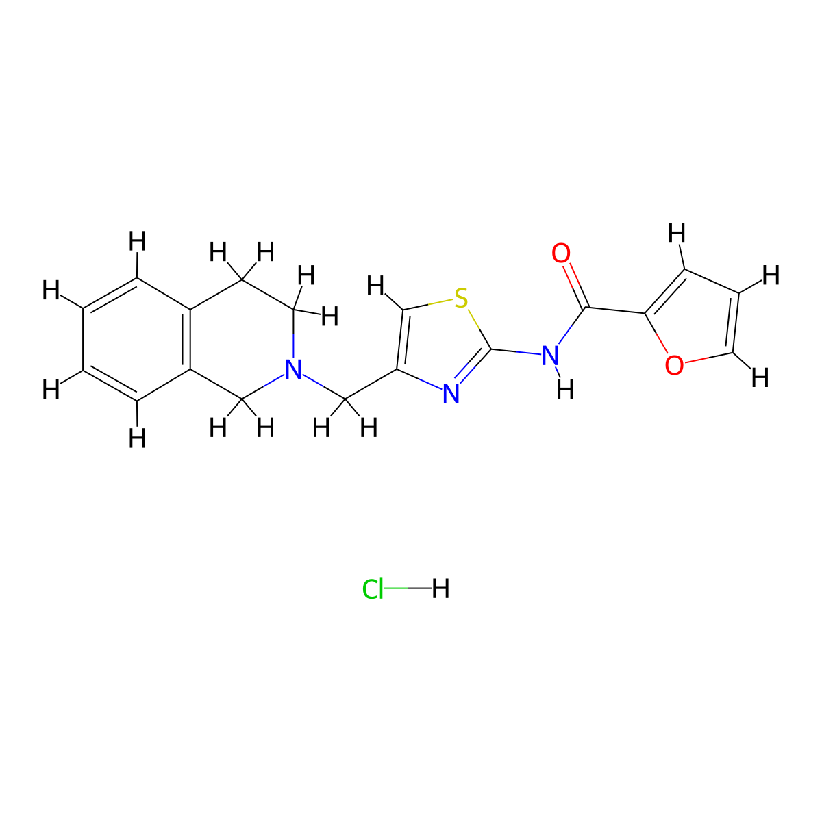 N-(4-((3,4-dihydroisoquinolin-2(1H)-yl)methyl)thiazol-2-yl)furan-2-carboxamide hydrochloride molecular structure, CAS 1215419-77-4