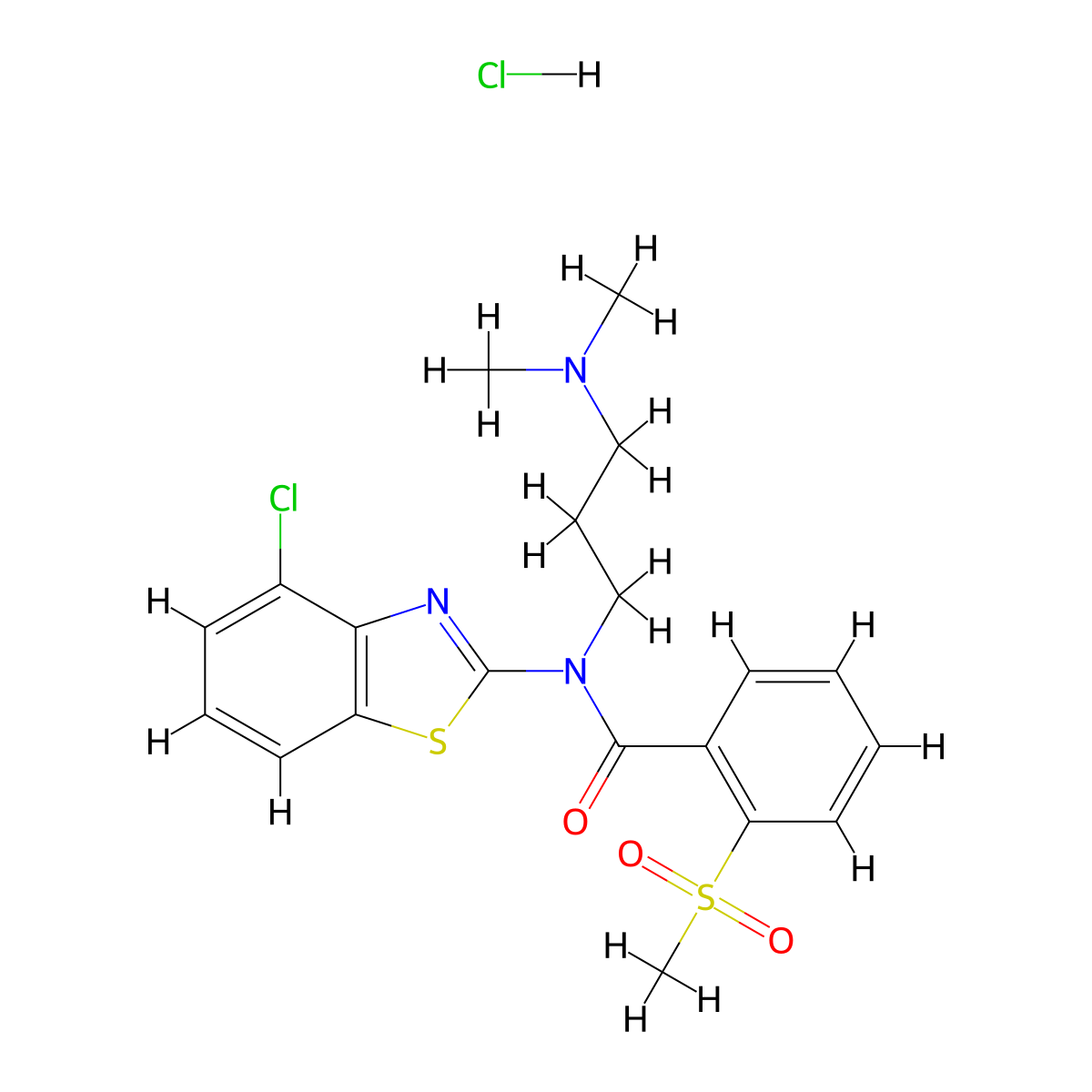 N-(4-chlorobenzo[d]thiazol-2-yl)-N-(3-(dimethylamino)propyl)-2-(methylsulfonyl)benzamide hydrochloride molecular structure, CAS 1215420-29-3