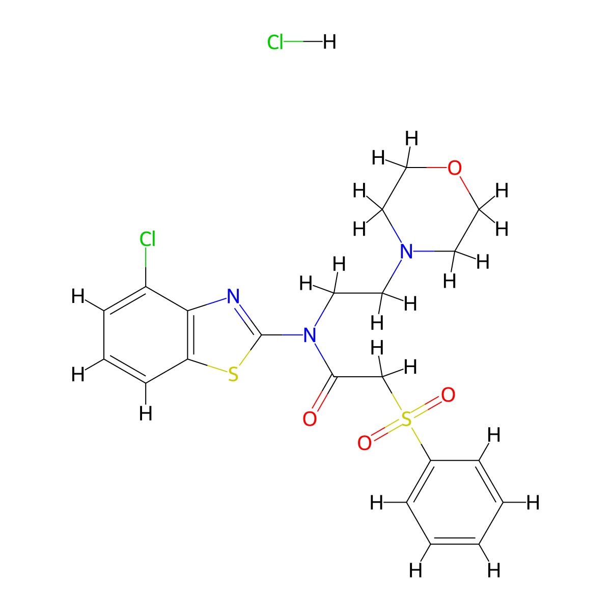 N-(4-chlorobenzo[d]thiazol-2-yl)-N-(2-morpholinoethyl)-2-(phenylsulfonyl)acetamide hydrochloride molecular structure, CAS 1215422-55-1