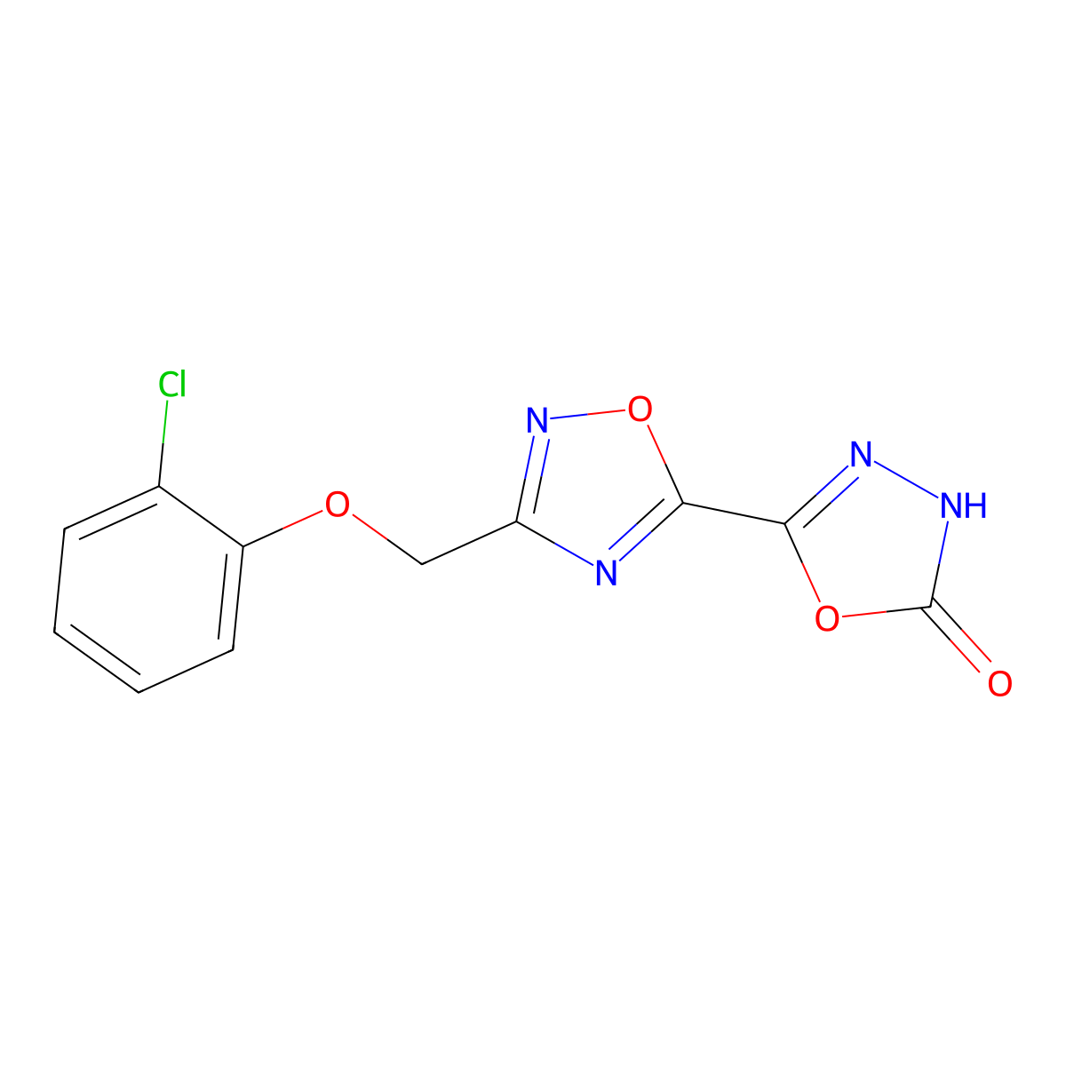 5-{3-[(2-Chlorophenoxy)methyl]-1,2,4-oxadiazol-5-yl}-1,3,4-oxadiazol-2(3H)-one molecular structure, CAS 1215453-59-0