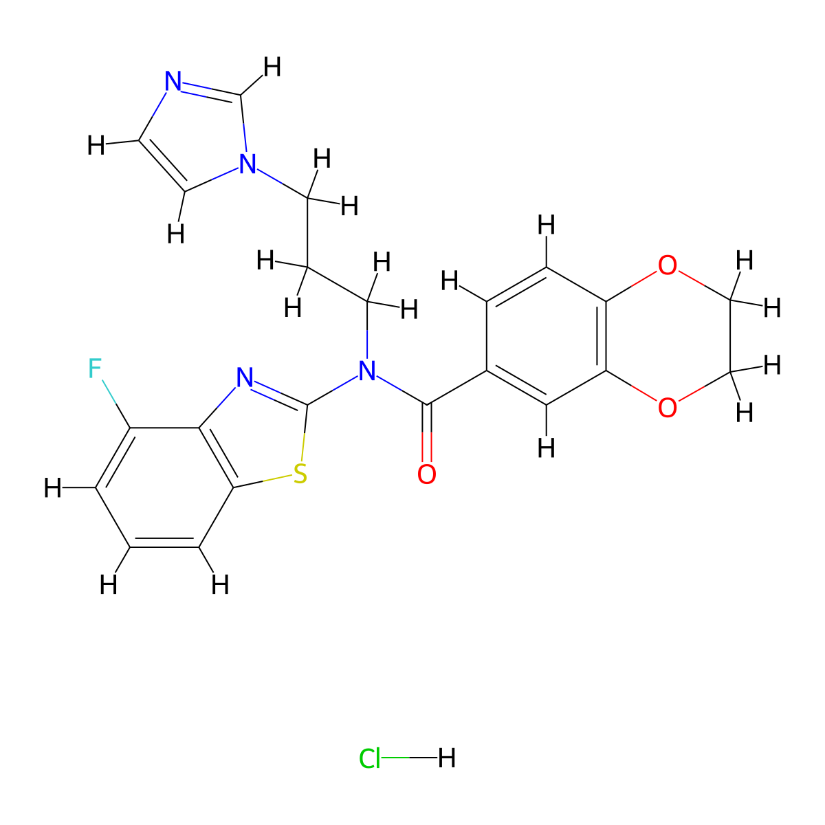N-(3-(1H-imidazol-1-yl)propyl)-N-(4-fluorobenzo[d]thiazol-2-yl)-2,3-dihydrobenzo[b][1,4]dioxine-6-carboxamide hydrochloride molecular structure, CAS 1215453-99-8
