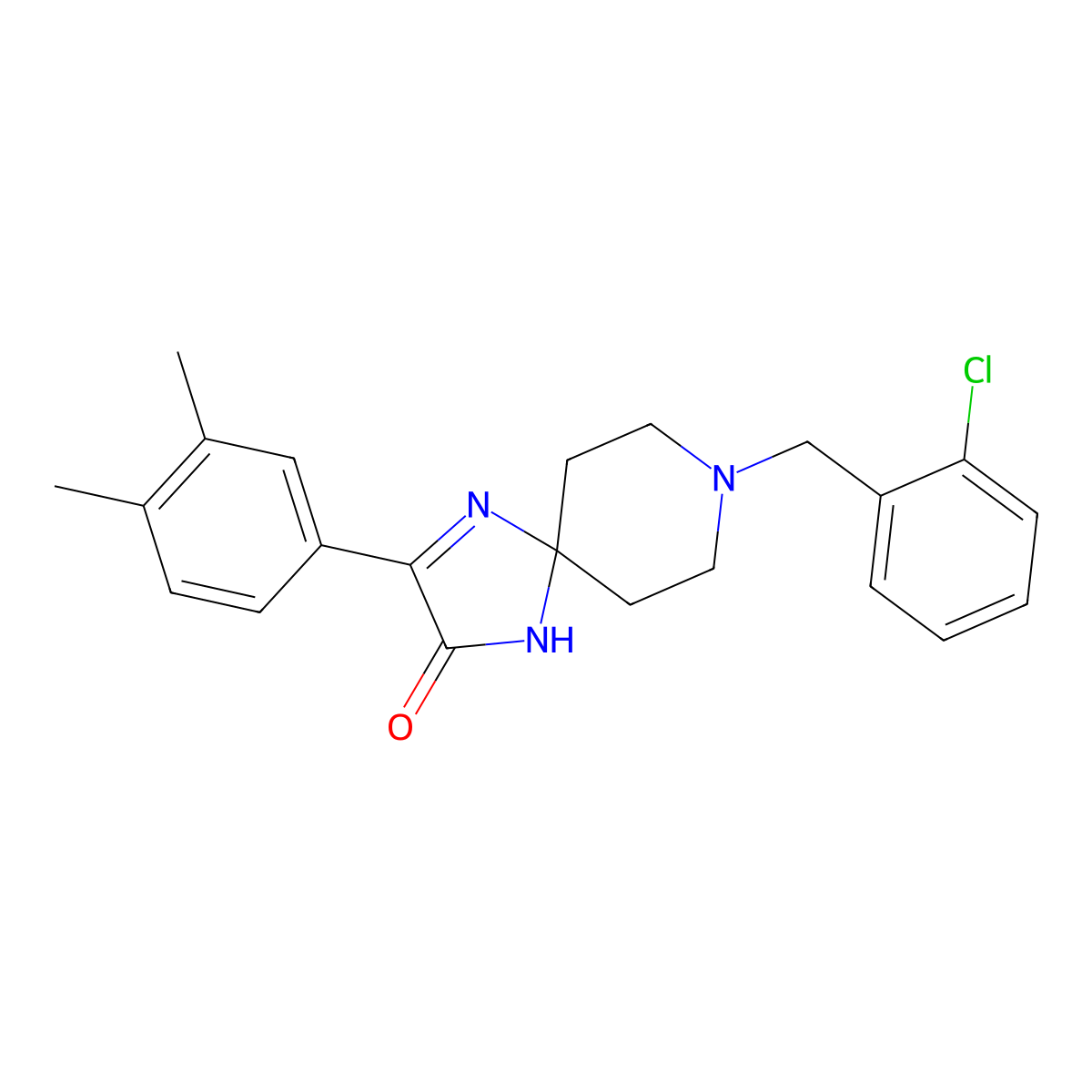 8-(2-Chlorobenzyl)-3-(3,4-dimethylphenyl)-1,4,8-triazaspiro[4.5]dec-3-en-2-one molecular structure, CAS 1215454-71-9