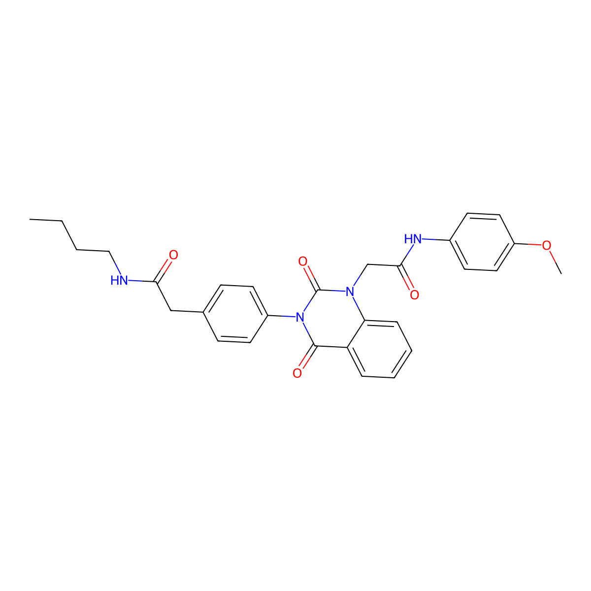 N-butyl-2-(4-(1-(2-((4-methoxyphenyl)amino)-2-oxoethyl)-2,4-dioxo-1,2-dihydroquinazolin-3(4H)-yl)phenyl)acetamide molecular structure, CAS 1215454-81-1