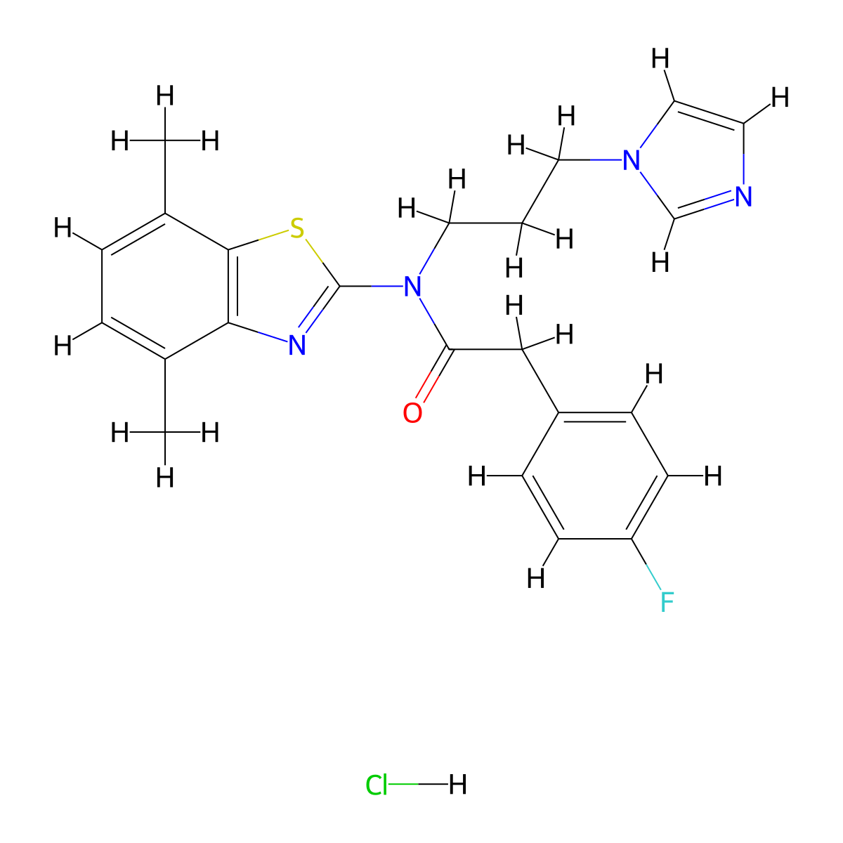 N-(3-(1H-imidazol-1-yl)propyl)-N-(4,7-dimethylbenzo[d]thiazol-2-yl)-2-(4-fluorophenyl)acetamide hydrochloride molecular structure, CAS 1215455-57-4