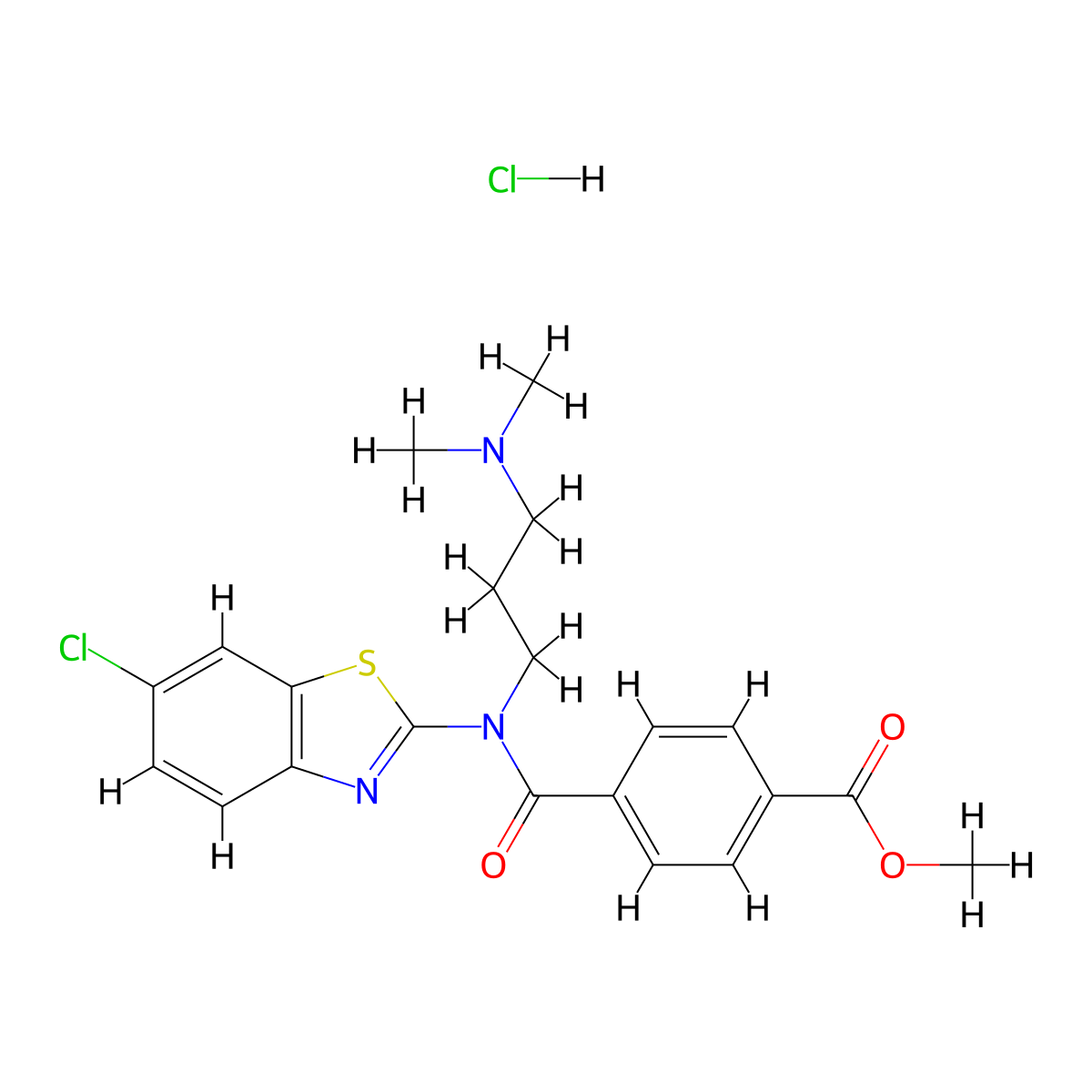 Methyl 4-((6-chlorobenzo[d]thiazol-2-yl)(3-(dimethylamino)propyl)carbamoyl)benzoate hydrochloride molecular structure, CAS 1215455-68-7