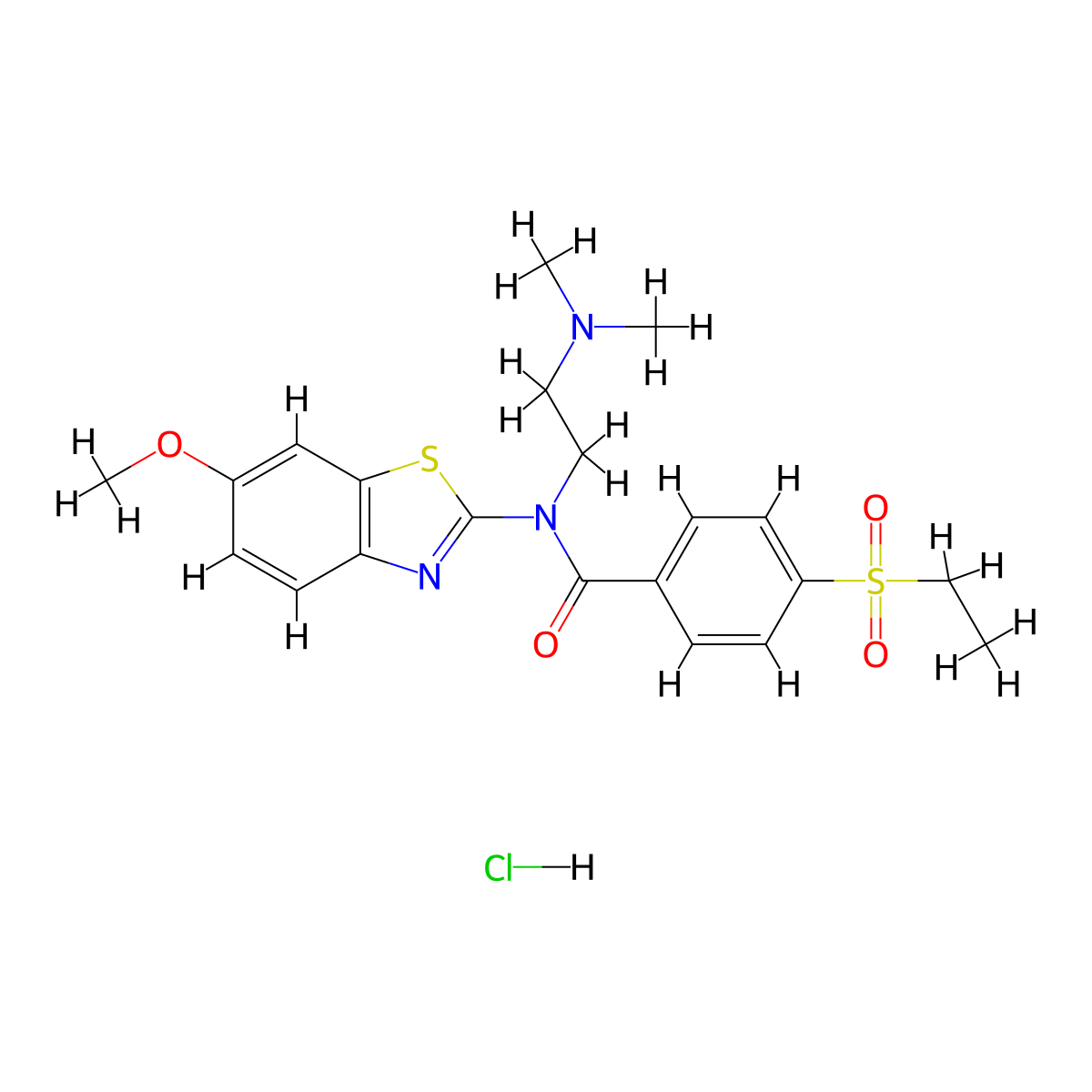 N-(2-(dimethylamino)ethyl)-4-(ethylsulfonyl)-N-(6-methoxybenzo[d]thiazol-2-yl)benzamide hydrochloride molecular structure, CAS 1215456-25-9