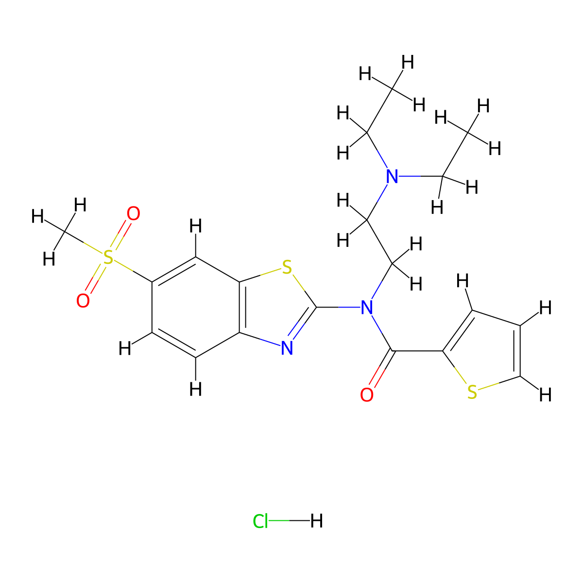 N-(2-(diethylamino)ethyl)-N-(6-(methylsulfonyl)benzo[d]thiazol-2-yl)thiophene-2-carboxamide hydrochloride molecular structure, CAS 1215456-34-0