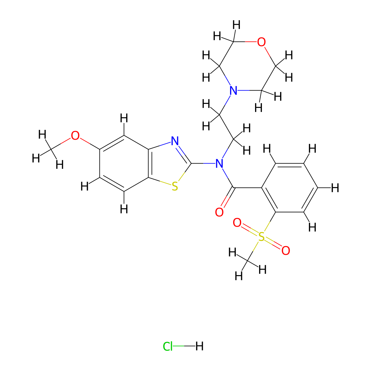 N-(5-methoxybenzo[d]thiazol-2-yl)-2-(methylsulfonyl)-N-(2-morpholinoethyl)benzamide hydrochloride molecular structure, CAS 1215457-12-7