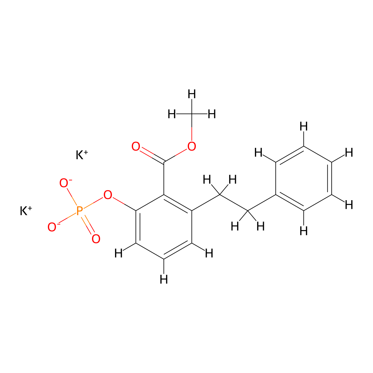 Potassium 2-(methoxycarbonyl)-3-phenethylphenyl phosphate molecular structure, CAS 1215458-81-3