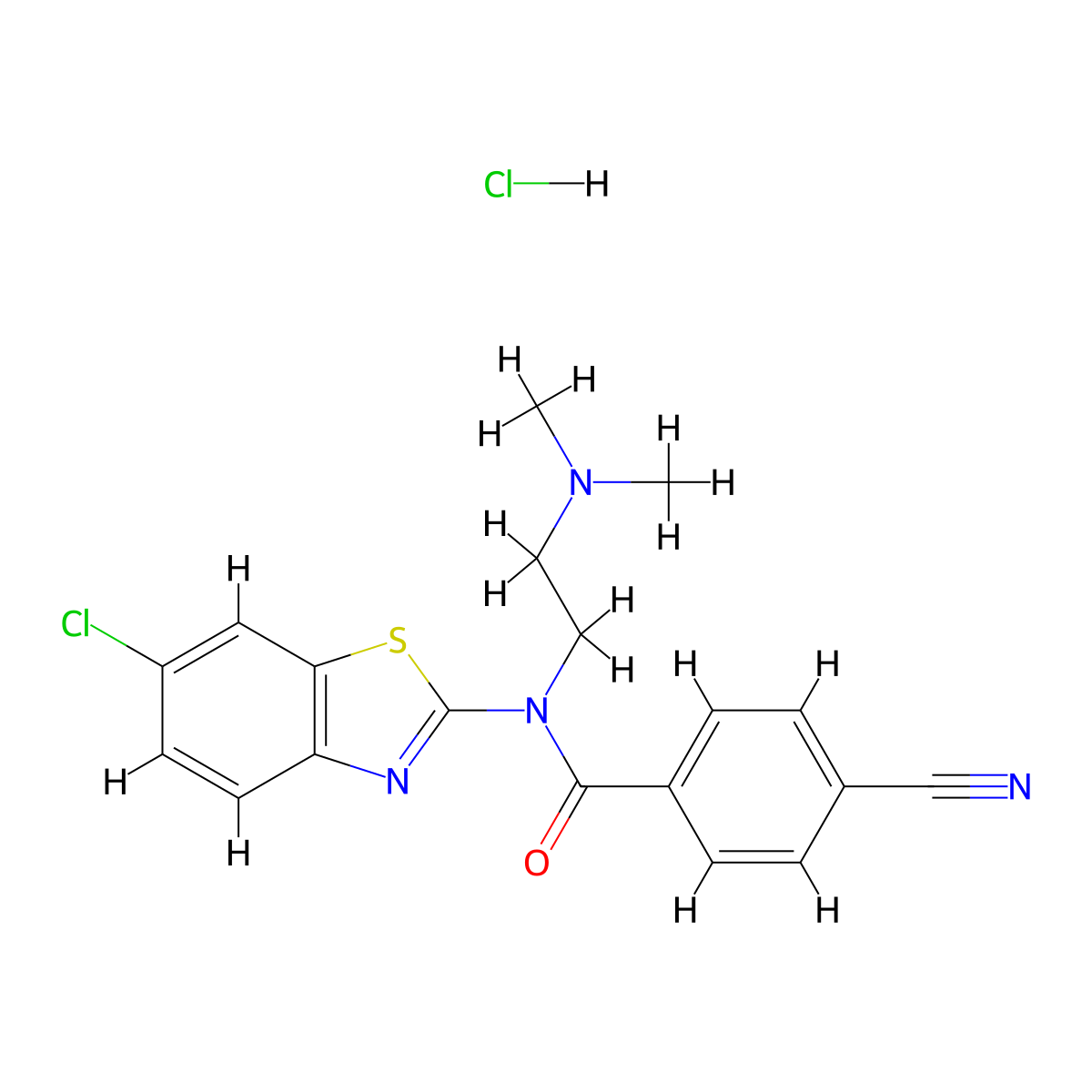N-(6-chlorobenzo[d]thiazol-2-yl)-4-cyano-N-(2-(dimethylamino)ethyl)benzamide hydrochloride molecular structure, CAS 1215459-36-1
