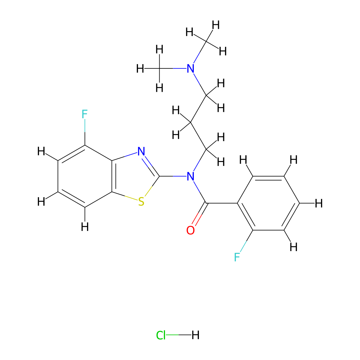 N-(3-(dimethylamino)propyl)-2-fluoro-N-(4-fluorobenzo[d]thiazol-2-yl)benzamide hydrochloride molecular structure, CAS 1215459-92-9