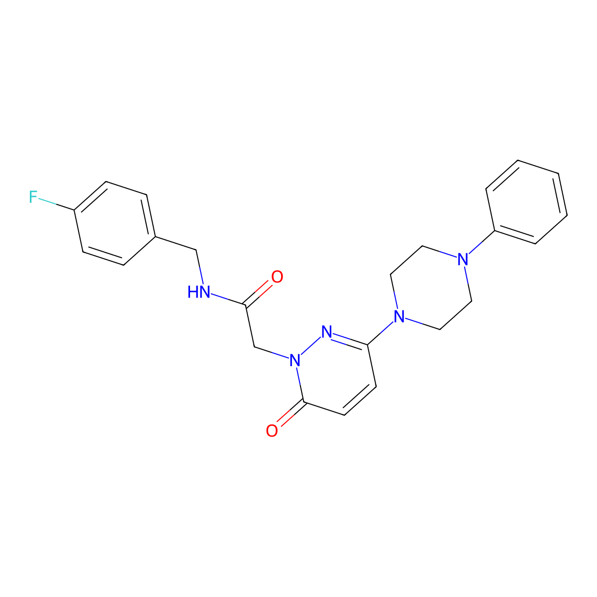 N-(4-fluorobenzyl)-2-[6-oxo-3-(4-phenylpiperazin-1-yl)pyridazin-1(6H)-yl]acetamide molecular structure, CAS 1215460-05-1