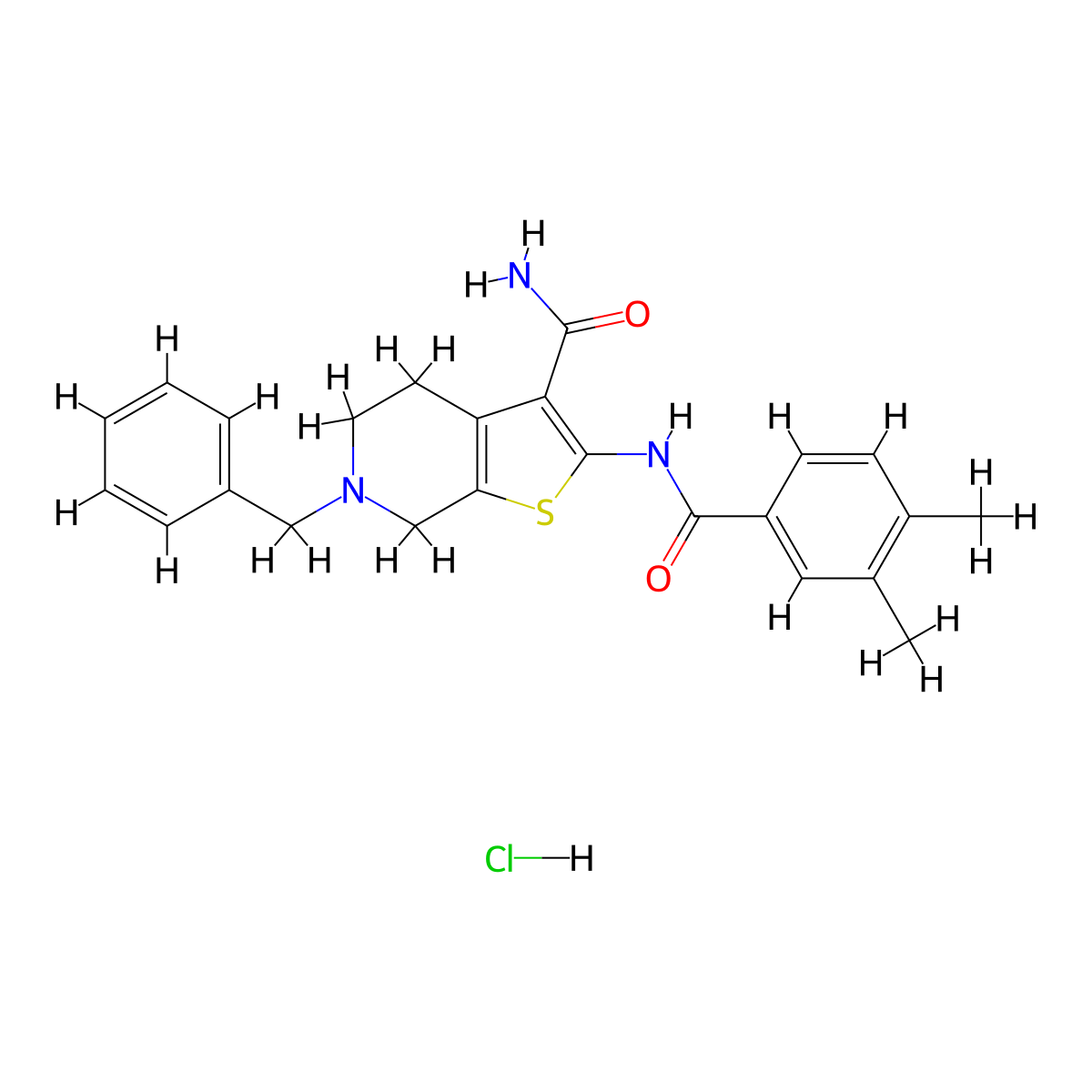 6-Benzyl-2-(3,4-dimethylbenzamido)-4,5,6,7-tetrahydrothieno[2,3-c]pyridine-3-carboxamide hydrochloride molecular structure, CAS 1215461-12-3