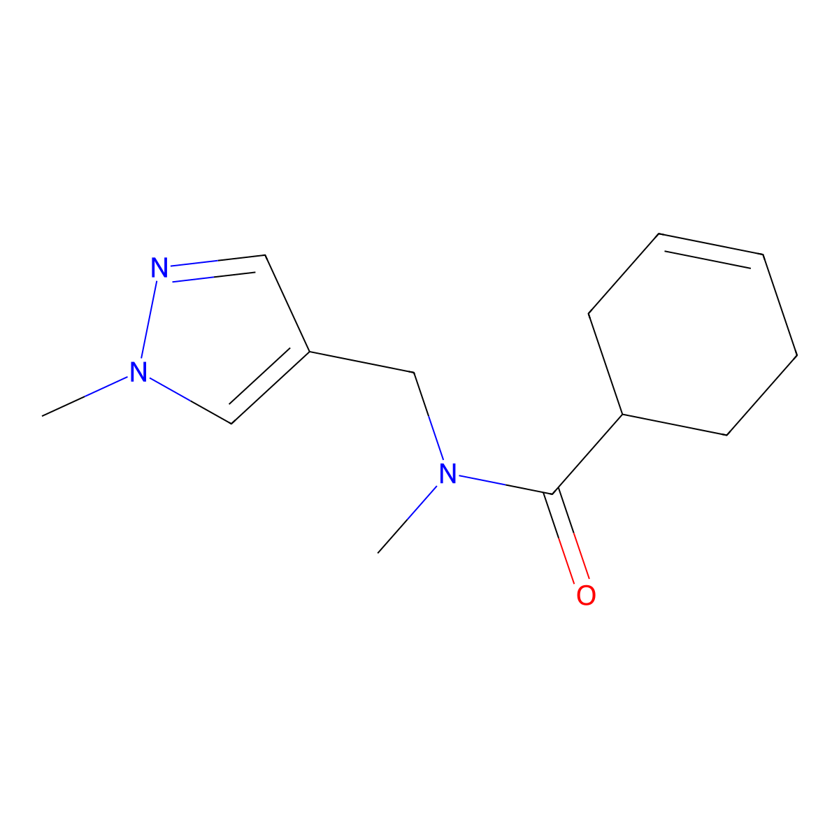 N-Methyl-N-((1-methyl-1H-pyrazol-4-yl)methyl)cyclohex-3-enecarboxamide molecular structure, CAS 1215461-16-7
