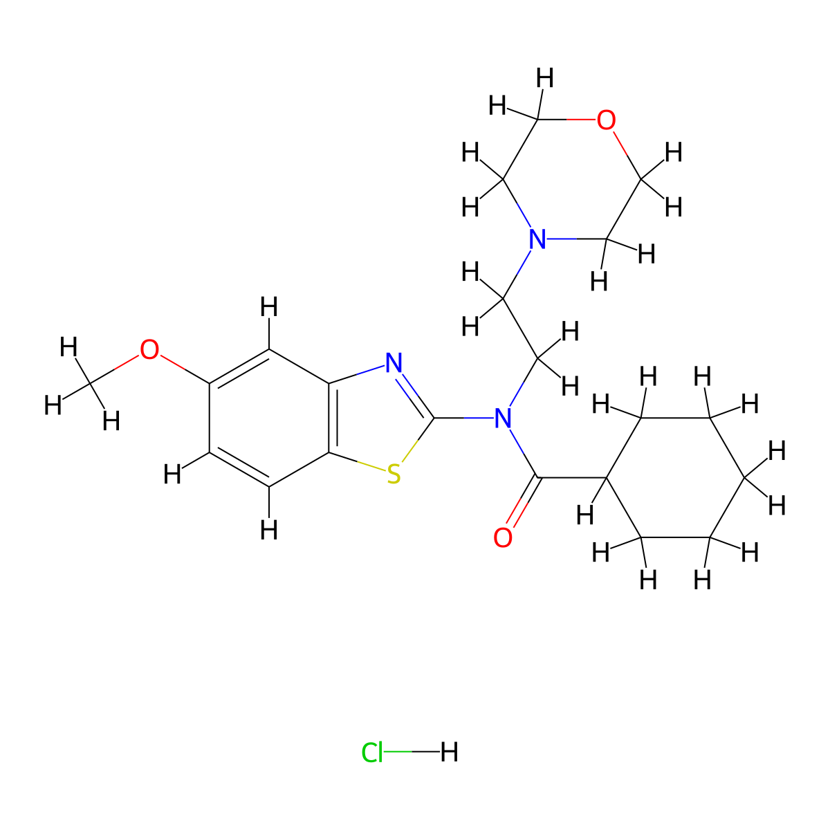 N-(5-methoxybenzo[d]thiazol-2-yl)-N-(2-morpholinoethyl)cyclohexanecarboxamide hydrochloride molecular structure, CAS 1215463-05-0
