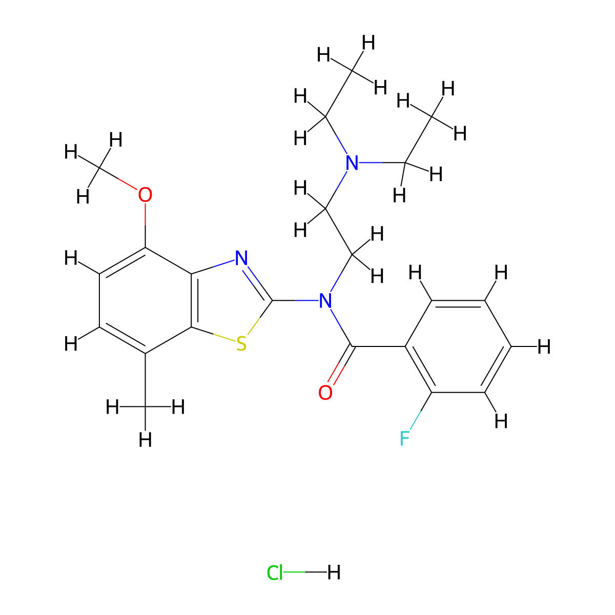 N-(2-(diethylamino)ethyl)-2-fluoro-N-(4-methoxy-7-methylbenzo[d]thiazol-2-yl)benzamide hydrochloride molecular structure, CAS 1215464-28-0