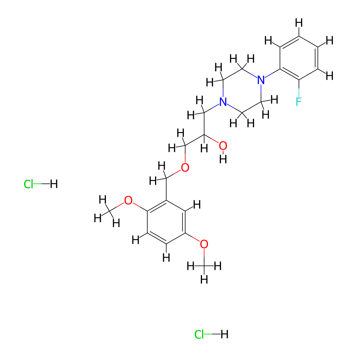 1-((2,5-Dimethoxybenzyl)oxy)-3-(4-(2-fluorophenyl)piperazin-1-yl)propan-2-ol dihydrochloride molecular structure, CAS 1215464-86-0