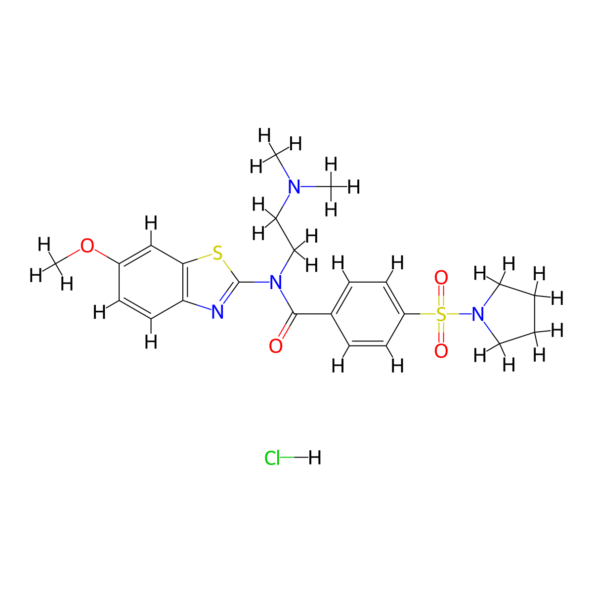 N-(2-(dimethylamino)ethyl)-N-(6-methoxybenzo[d]thiazol-2-yl)-4-(pyrrolidin-1-ylsulfonyl)benzamide hydrochloride molecular structure, CAS 1215464-89-3