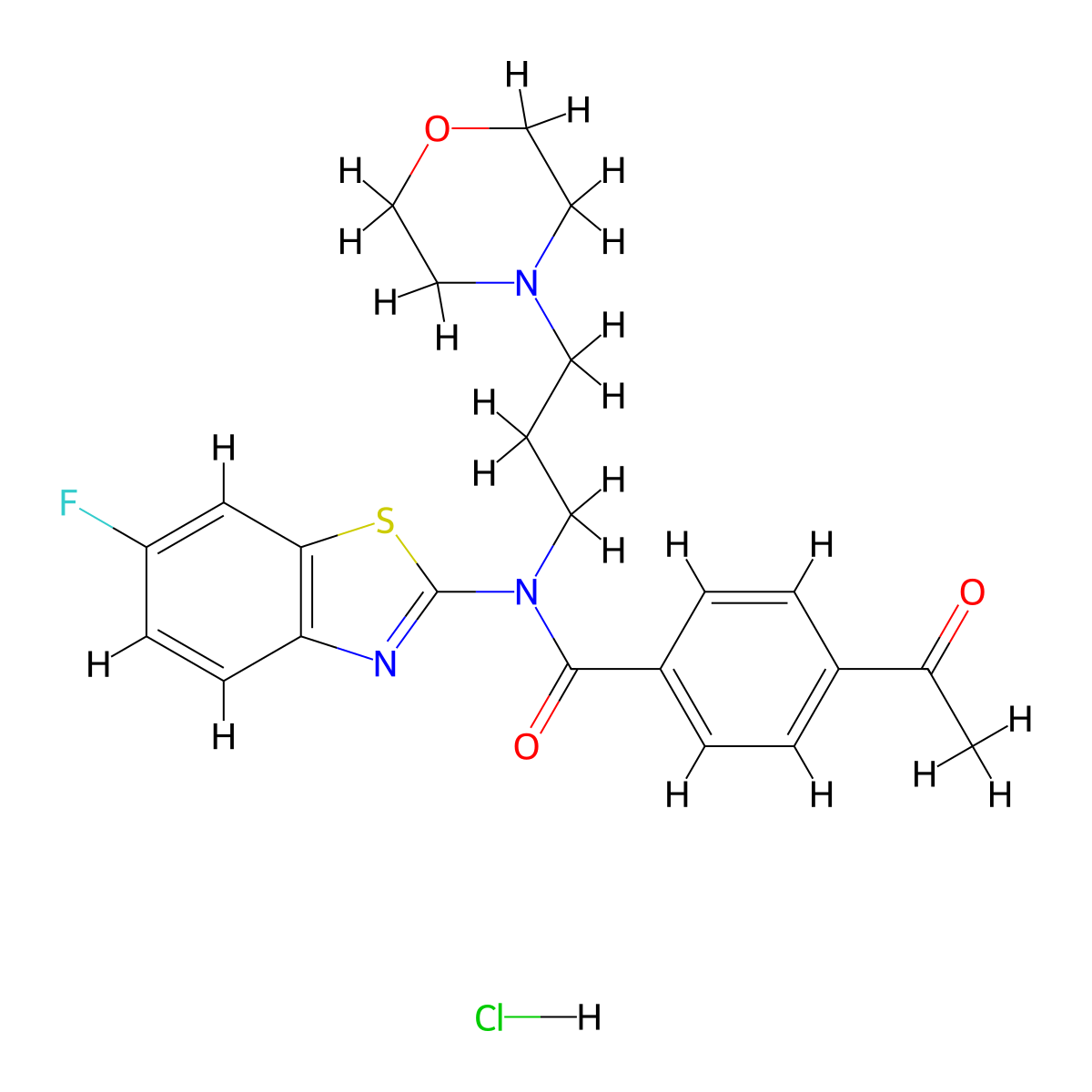 4-acetyl-N-(6-fluorobenzo[d]thiazol-2-yl)-N-(3-morpholinopropyl)benzamide hydrochloride molecular structure, CAS 1215467-02-9