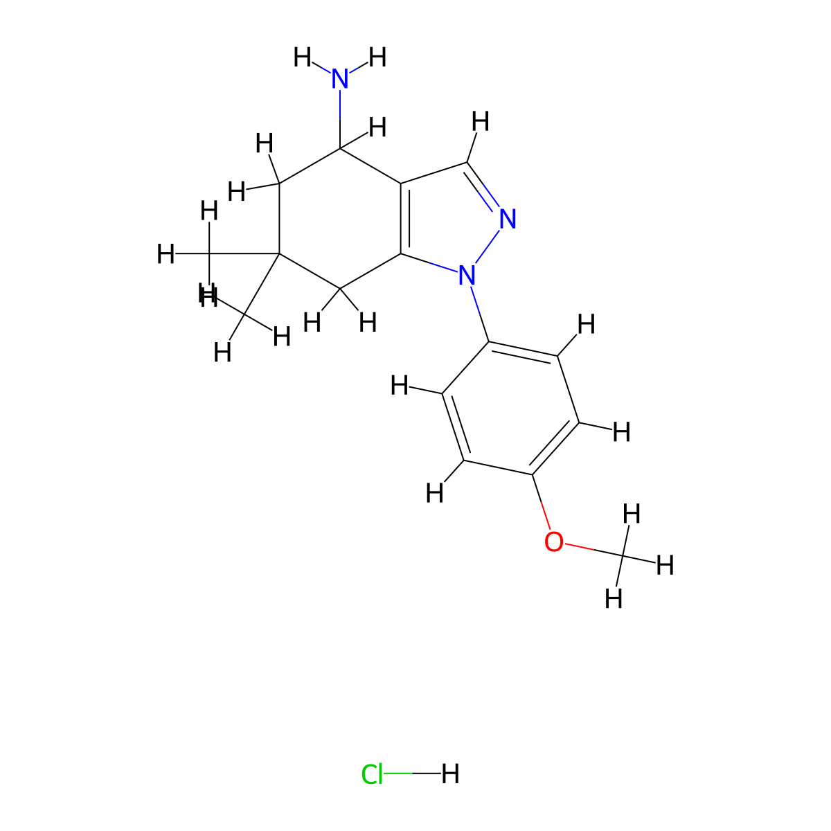 1-(4-Methoxyphenyl)-6,6-dimethyl-4,5,6,7-tetrahydro-1H-indazol-4-amine hydrochloride molecular structure, CAS 1215467-19-8