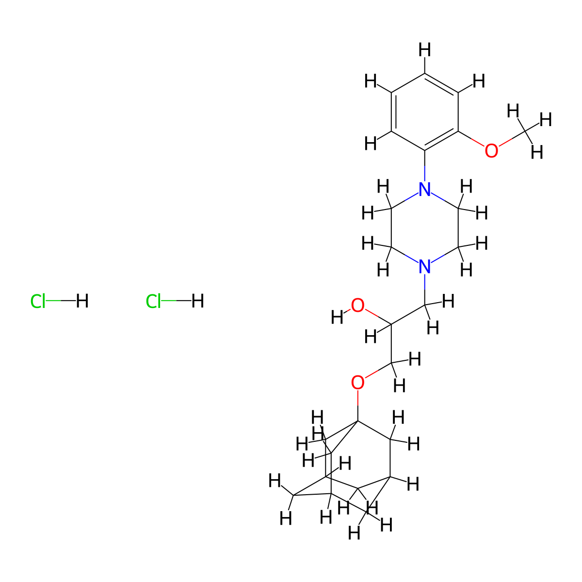 1-(Adamantan-1-yloxy)-3-[4-(2-methoxyphenyl)piperazin-1-yl]propan-2-ol dihydrochloride molecular structure, CAS 1215467-37-0