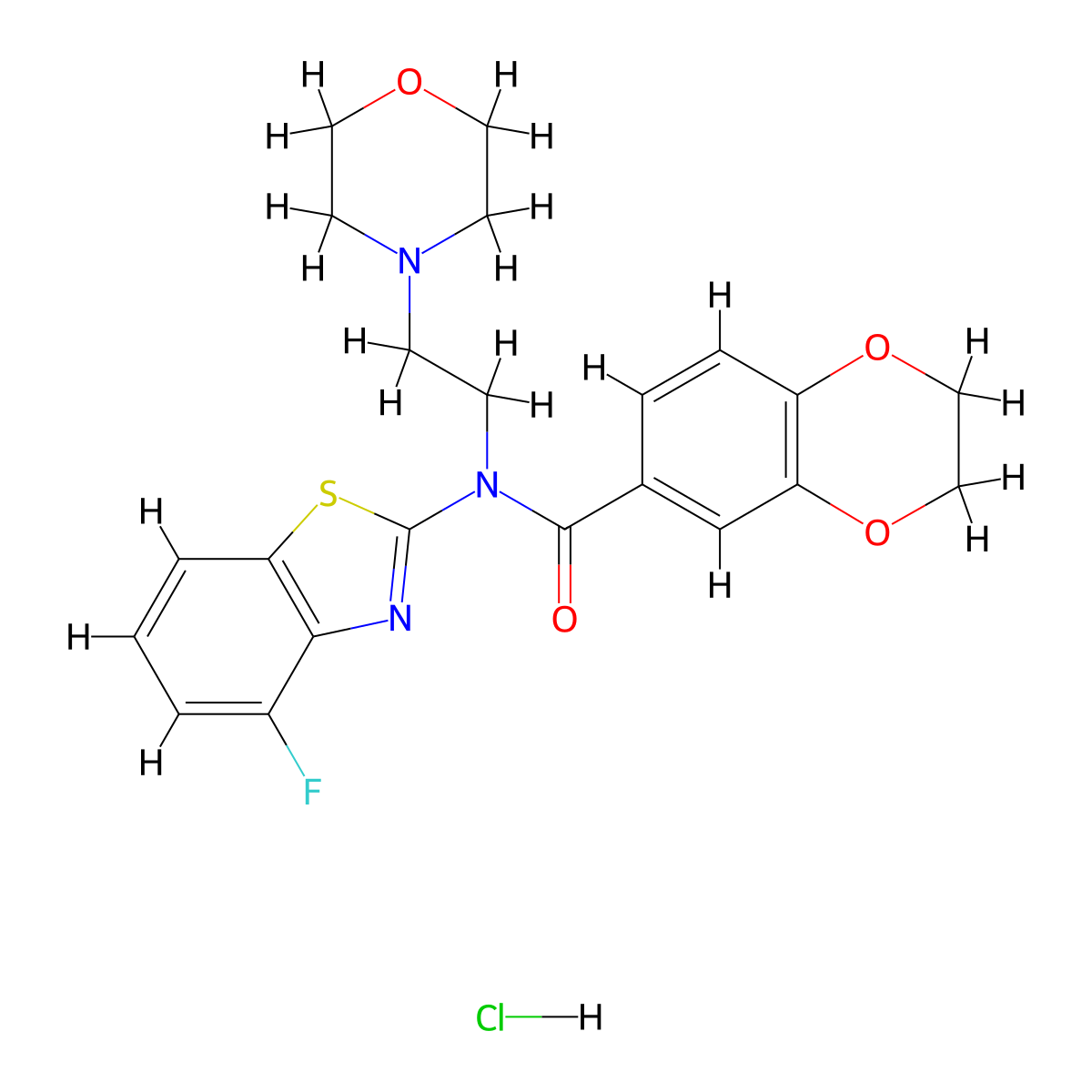 N-(4-fluorobenzo[d]thiazol-2-yl)-N-(2-morpholinoethyl)-2,3-dihydrobenzo[b][1,4]dioxine-6-carboxamide hydrochloride molecular structure, CAS 1215468-68-0