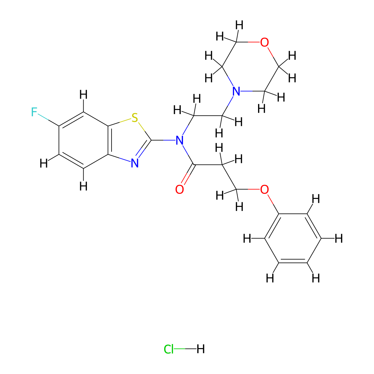 N-(6-fluorobenzo[d]thiazol-2-yl)-N-(2-morpholinoethyl)-3-phenoxypropanamide hydrochloride molecular structure, CAS 1215468-90-8
