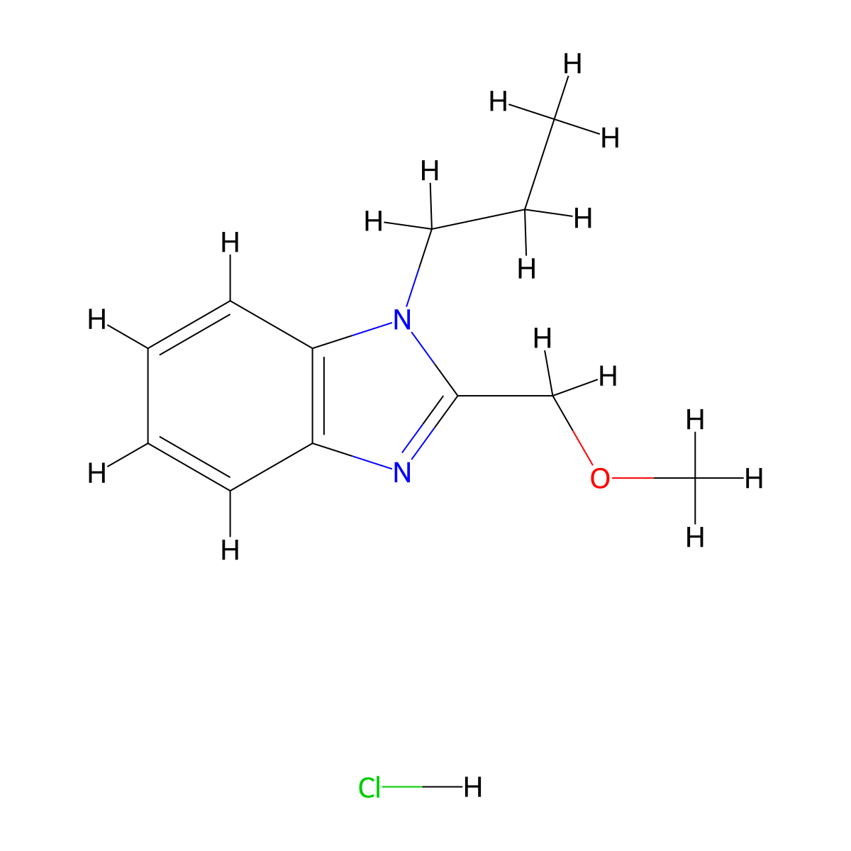 2-(methoxymethyl)-1-propyl-1H-benzo[d]imidazole hydrochloride molecular structure, CAS 1215468-96-4