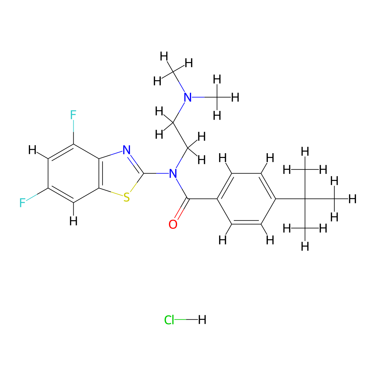 4-(tert-butyl)-N-(4,6-difluorobenzo[d]thiazol-2-yl)-N-(2-(dimethylamino)ethyl)benzamide hydrochloride molecular structure, CAS 1215469-06-9