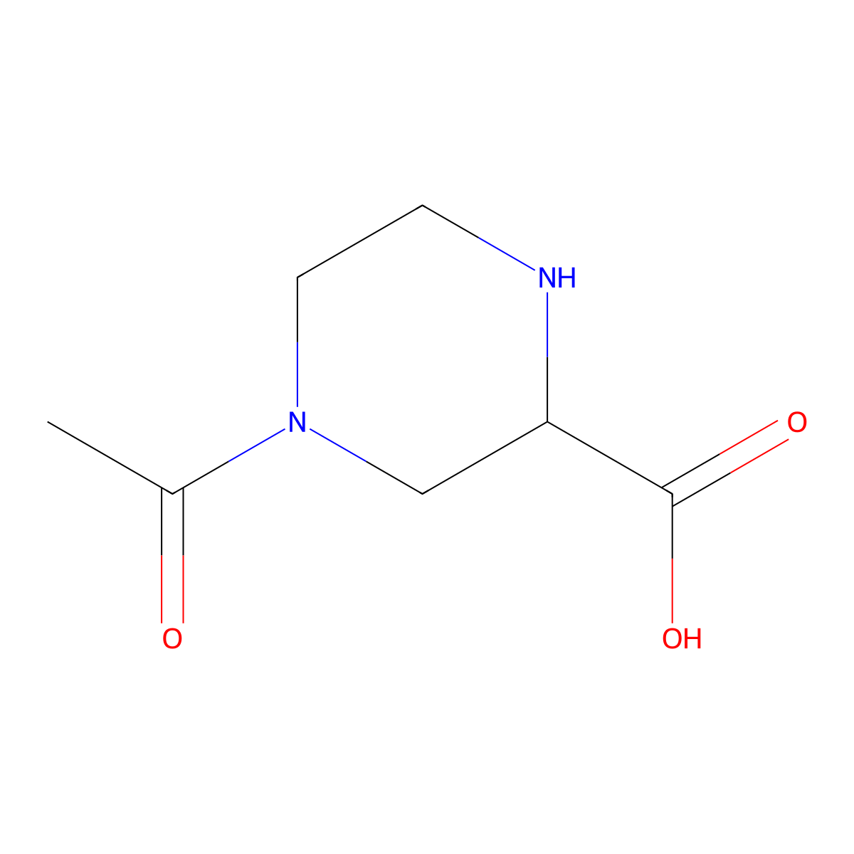 4-Acetylpiperazine-2-carboxylic acid molecular structure, CAS 1215470-40-8
