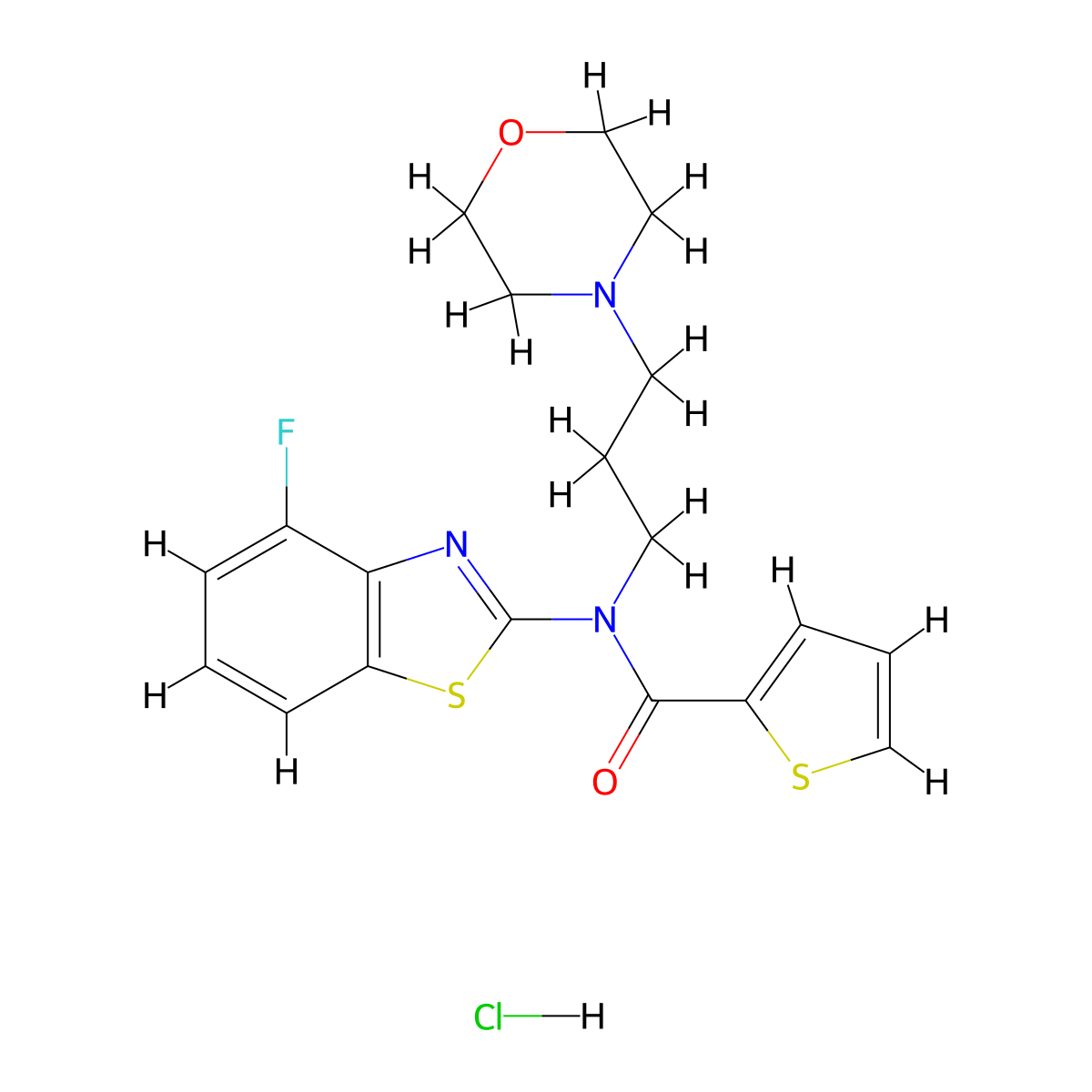 N-(4-fluorobenzo[d]thiazol-2-yl)-N-(3-morpholinopropyl)thiophene-2-carboxamide hydrochloride molecular structure, CAS 1215471-30-9