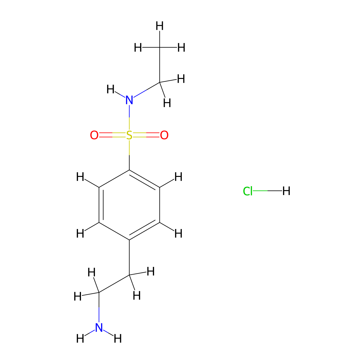4-(2-aminoethyl)-N-ethylbenzenesulfonamide hydrochloride molecular structure, CAS 1215471-49-0