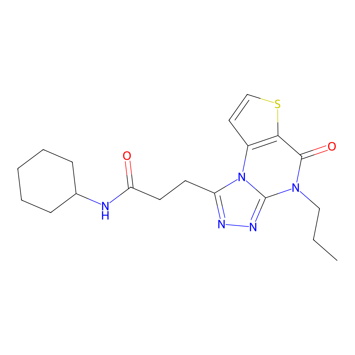N-cyclohexyl-3-(5-oxo-4-propyl-4,5-dihydrothieno[2,3-e][1,2,4]triazolo[4,3-a]pyrimidin-1-yl)propanamide molecular structure, CAS 1215471-95-6