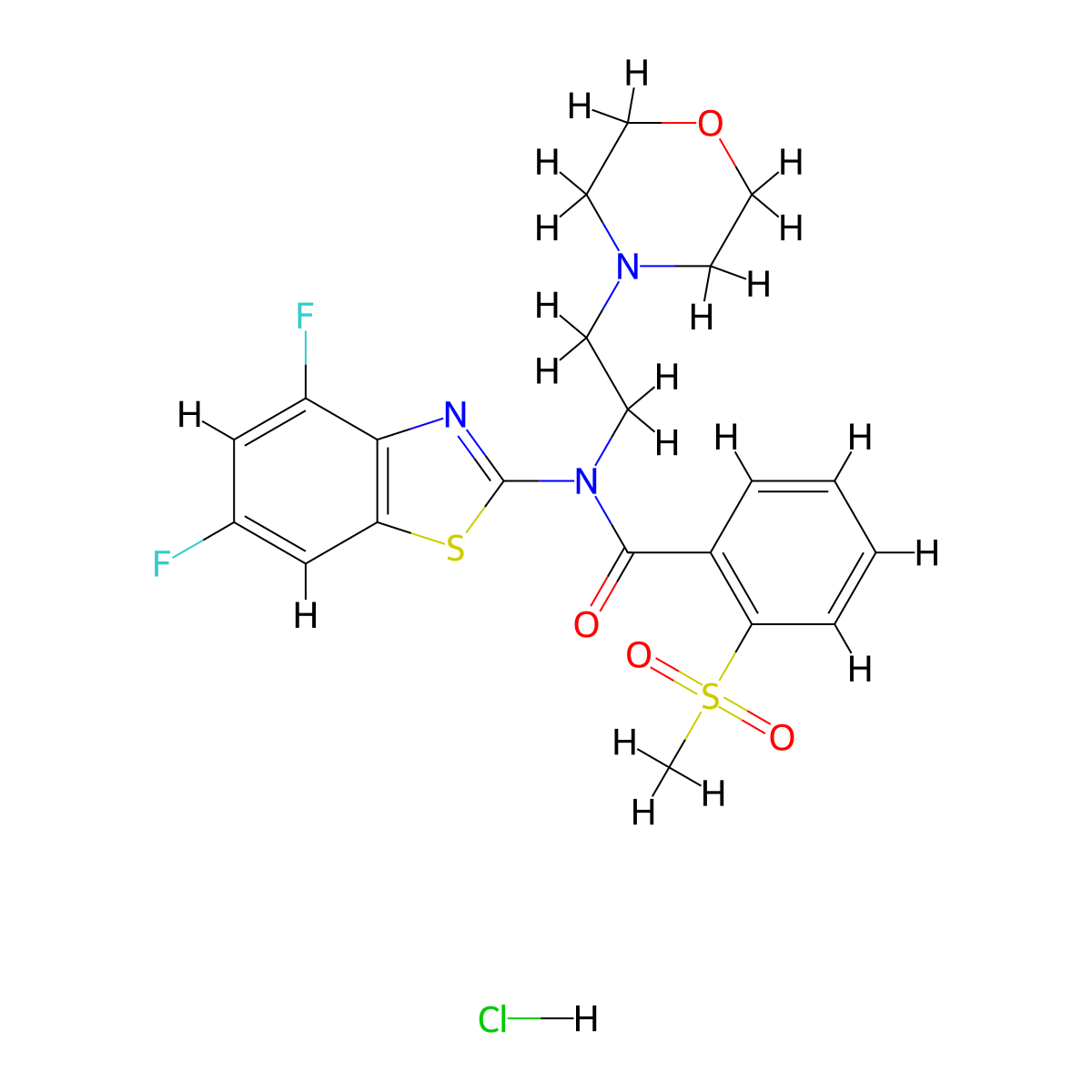 N-(4,6-difluorobenzo[d]thiazol-2-yl)-2-(methylsulfonyl)-N-(2-morpholinoethyl)benzamide hydrochloride molecular structure, CAS 1215473-38-3