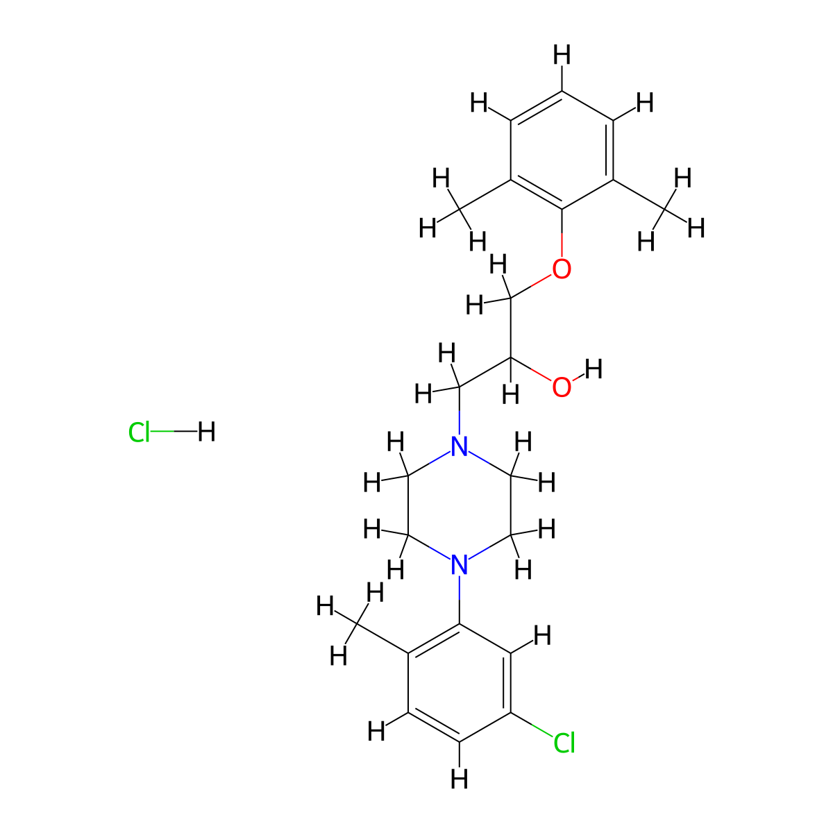 1-(4-(5-Chloro-2-methylphenyl)piperazin-1-yl)-3-(2,6-dimethylphenoxy)propan-2-ol hydrochloride molecular structure, CAS 1215475-49-2
