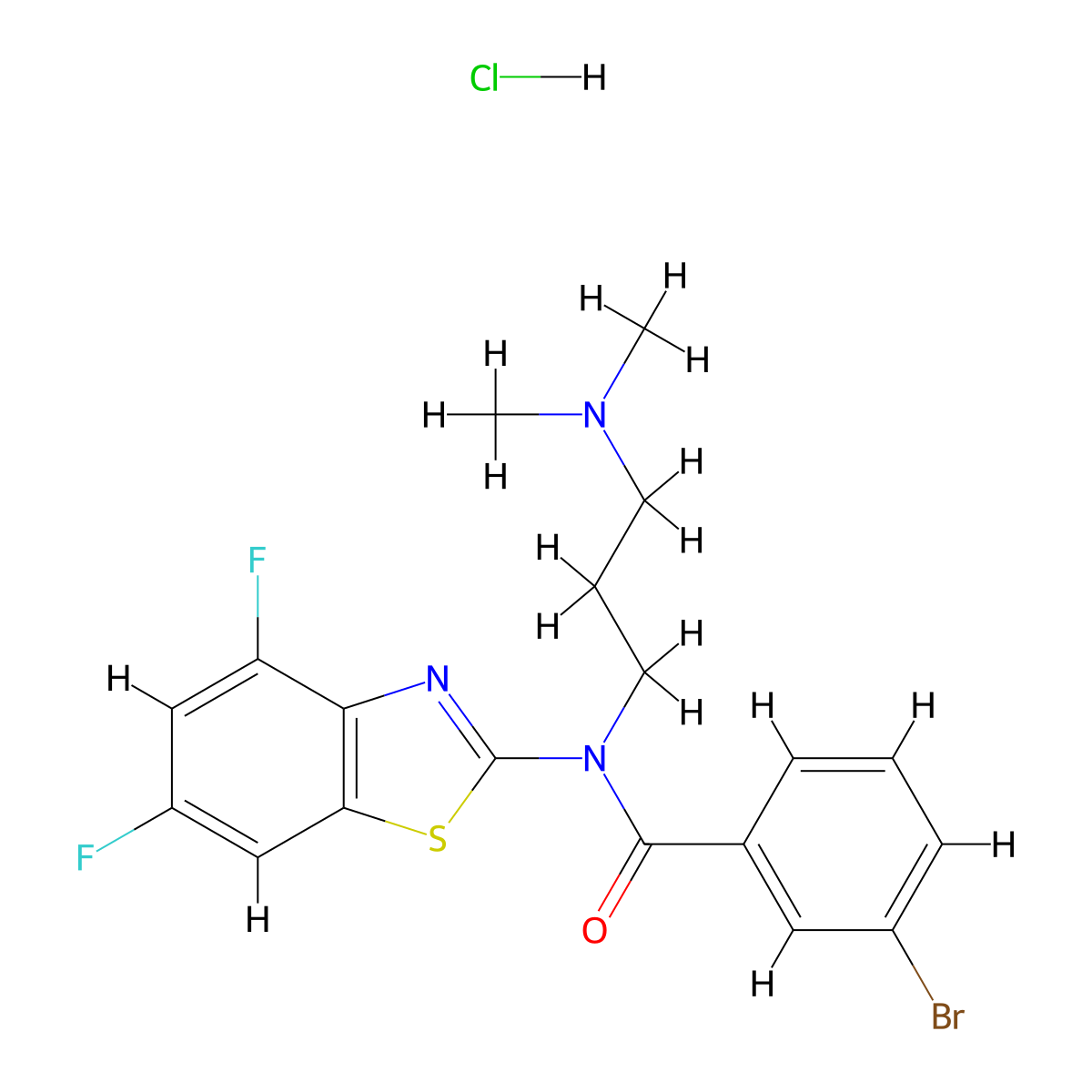 3-bromo-N-(4,6-difluorobenzo[d]thiazol-2-yl)-N-(3-(dimethylamino)propyl)benzamide hydrochloride molecular structure, CAS 1215475-85-6
