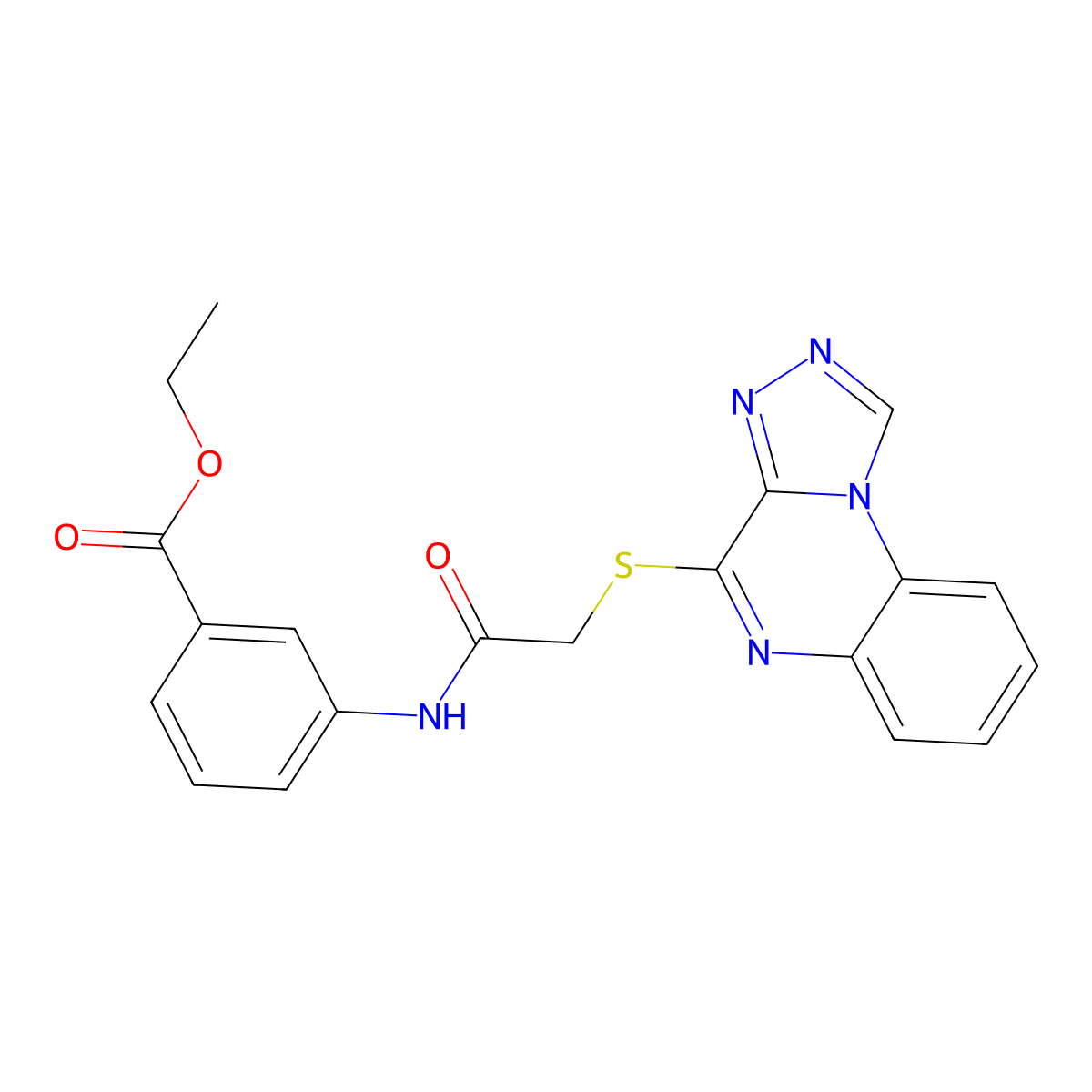 Ethyl 3-(2-{[1,2,4]triazolo[4,3-a]quinoxalin-4-ylsulfanyl}acetamido)benzoate molecular structure, CAS 1215477-42-1